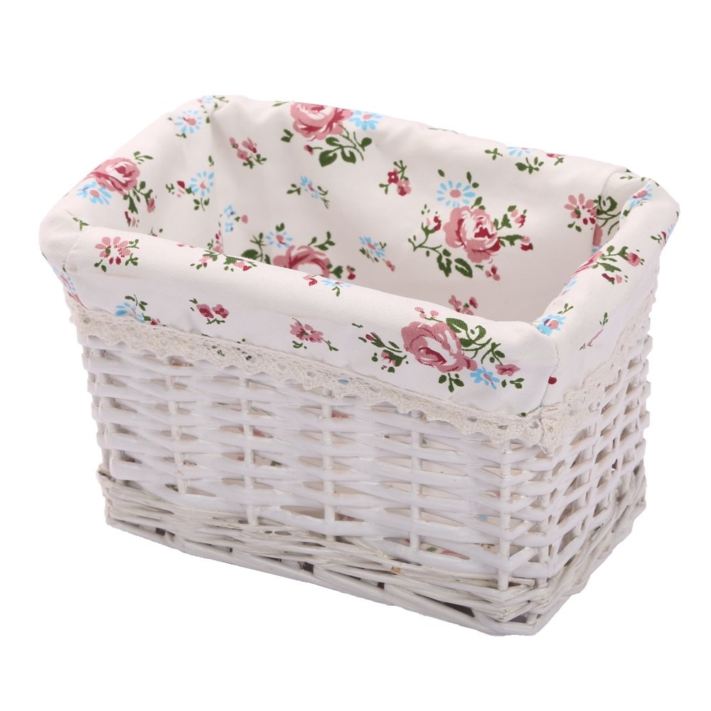 Woven Rectangular Wicker Storage Basket,Small Organizer Box