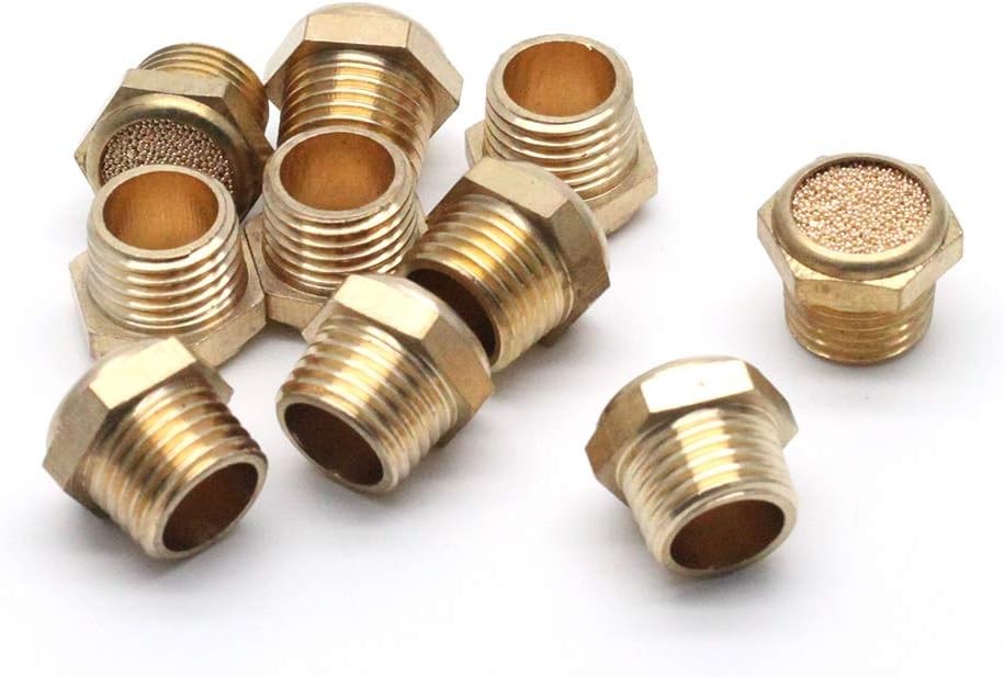 Brass Sintered Bronze Breather Vent Flat Pneumatic Muffler Filter1/4" NPT Pac...