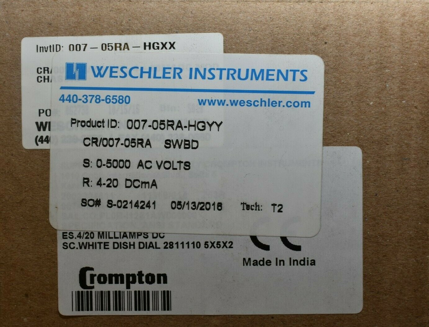 Crompton 007-05RA-HGYY Switchboard Panel Meter Voltmeter Scale 0-5000 VAC New