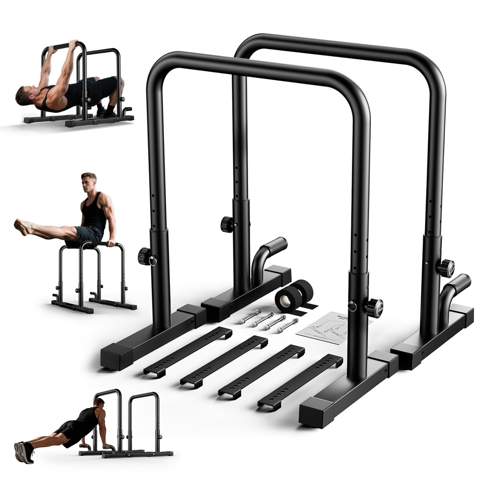 2026 Upgraded Dip Bars 880LBS Heavy Duty Dip Bar Station Height & Width Adjus...
