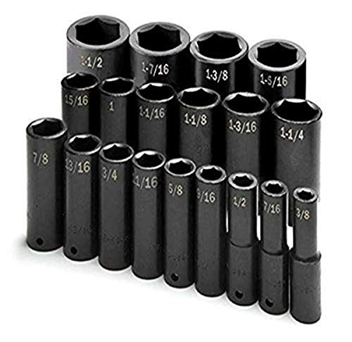 SK Tools 19-Piece 1/2-Inch Drive 6 Point Deep Fractional Impact Socket Set 4049
