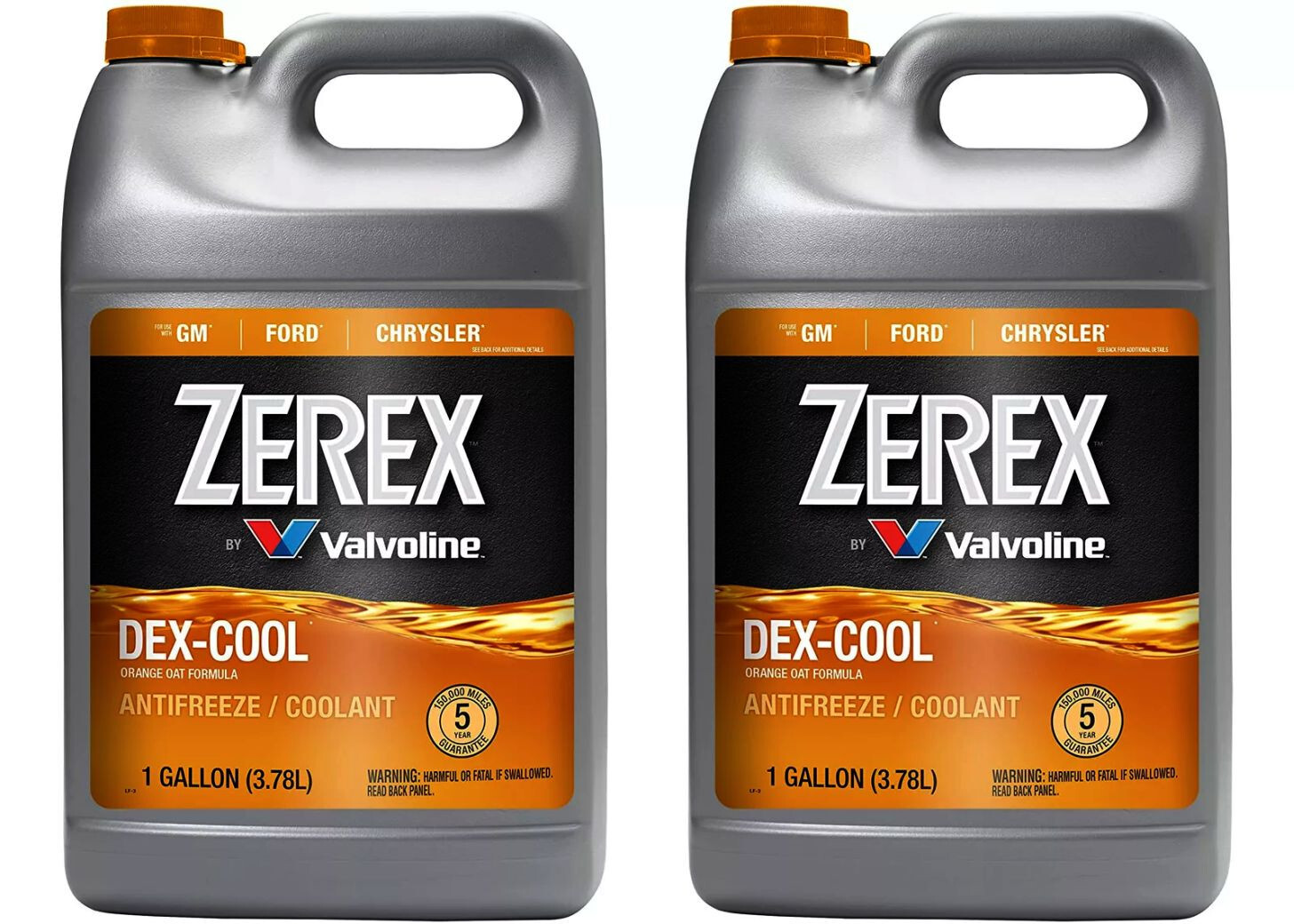 (2) GALLON ZEREX ORANGE Coolant Antifreeze Fluid For CHEVROLET JAGUAR LAND ROVER