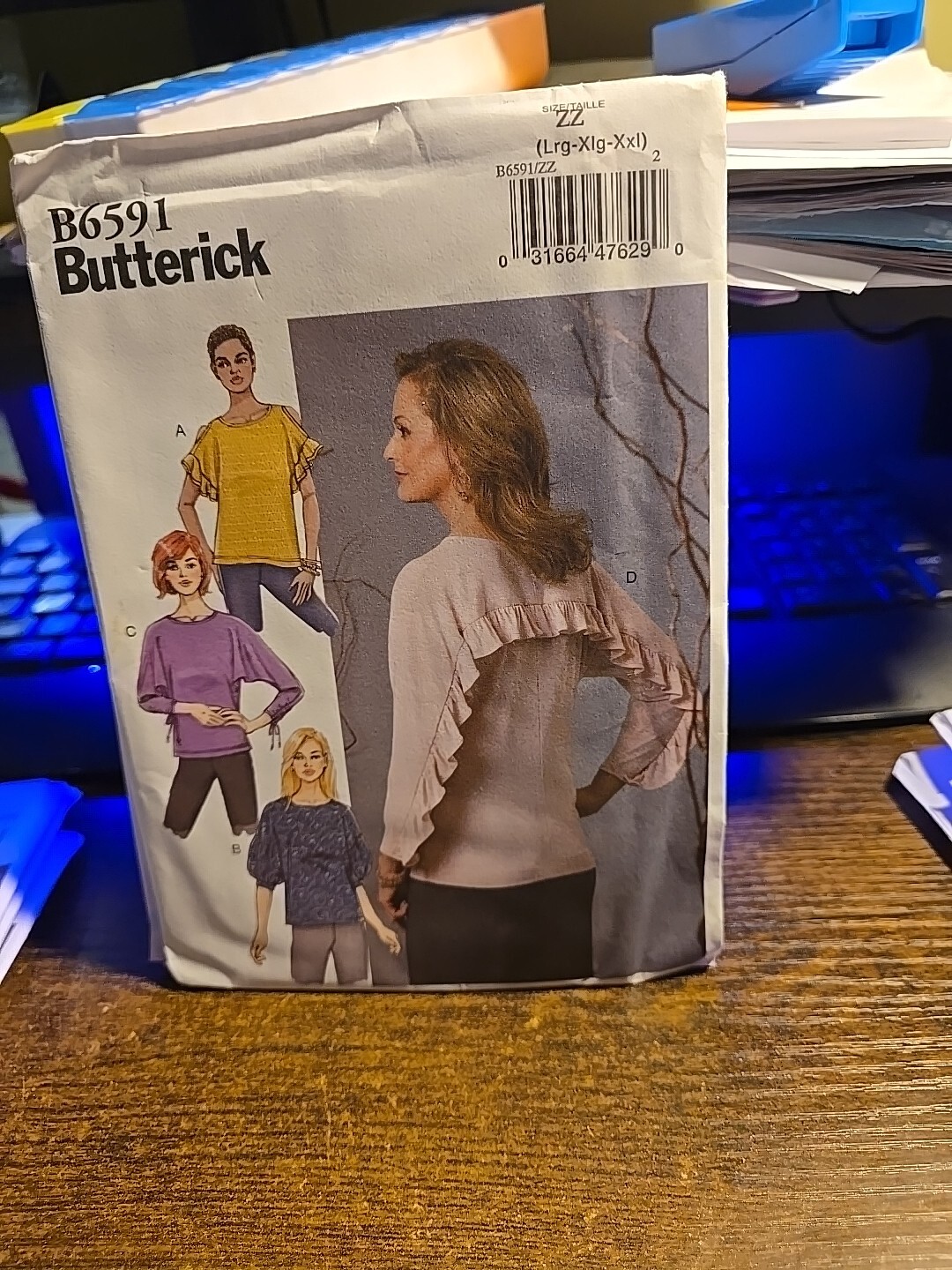 🌸 BUTTERICK #B6591-LADIES (4 STYLE) ALL SEASON BLOUSE or TOP PATTERN LG-XXL FF