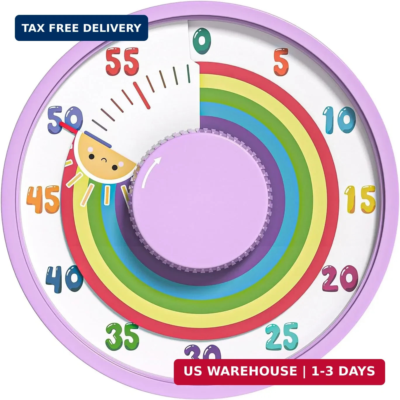 Secura 60-Minute Rainbow Visual Timer 6-Inch Mechanical Countdown Timers for Tea