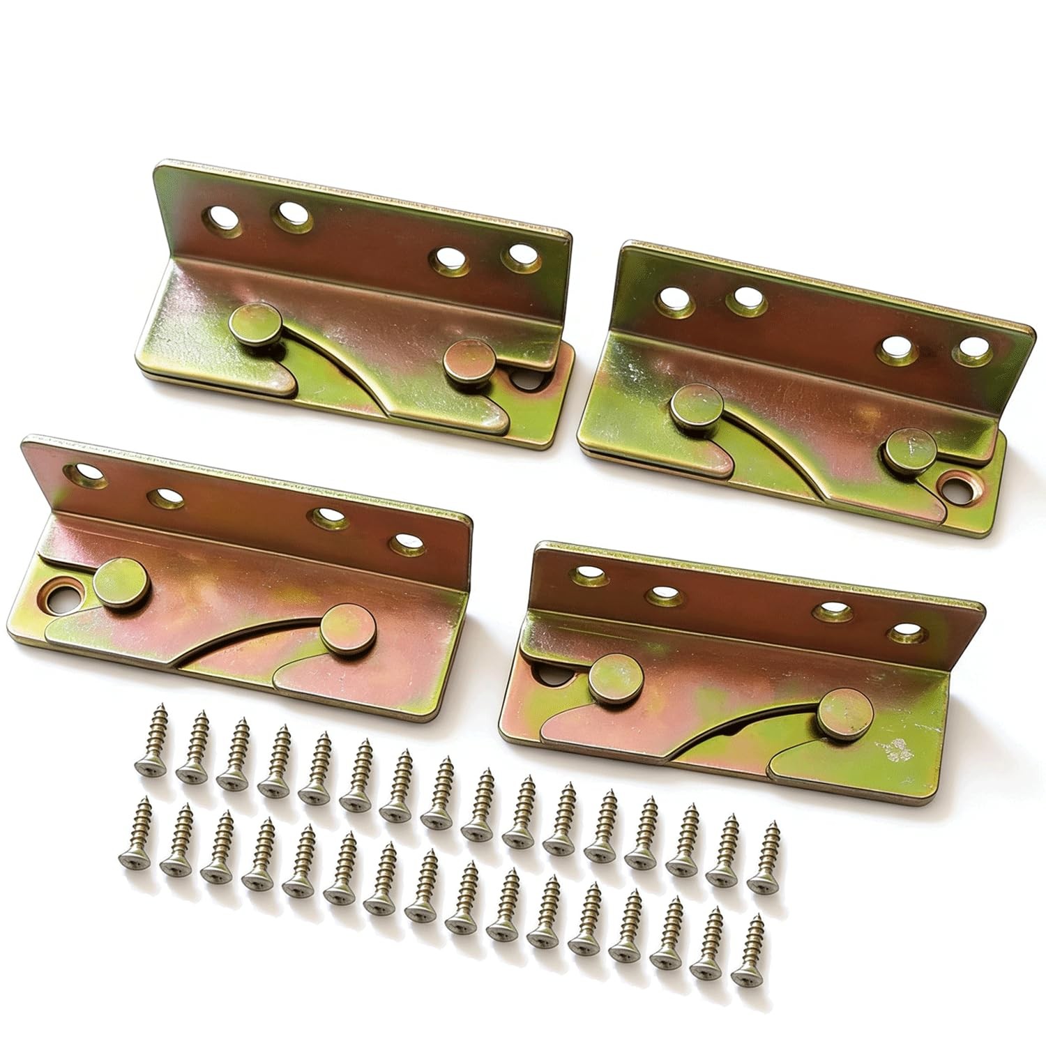 Bed Rail Brackets, Metal Bed Frame Hardware, Gold Heavy Duty Non-Mortise Bed ...
