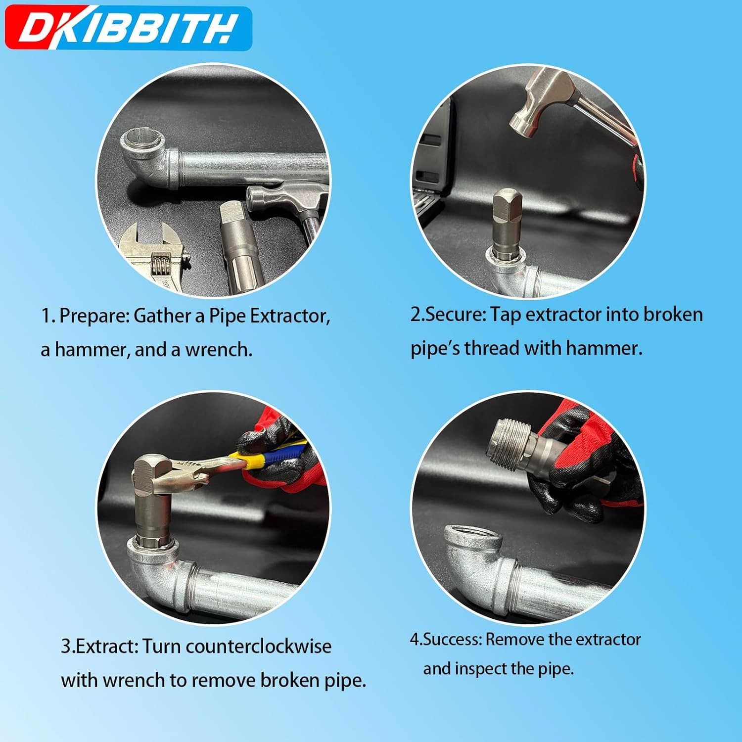 Broken Pipe Extractors for Plumbers, 6-Piece Set