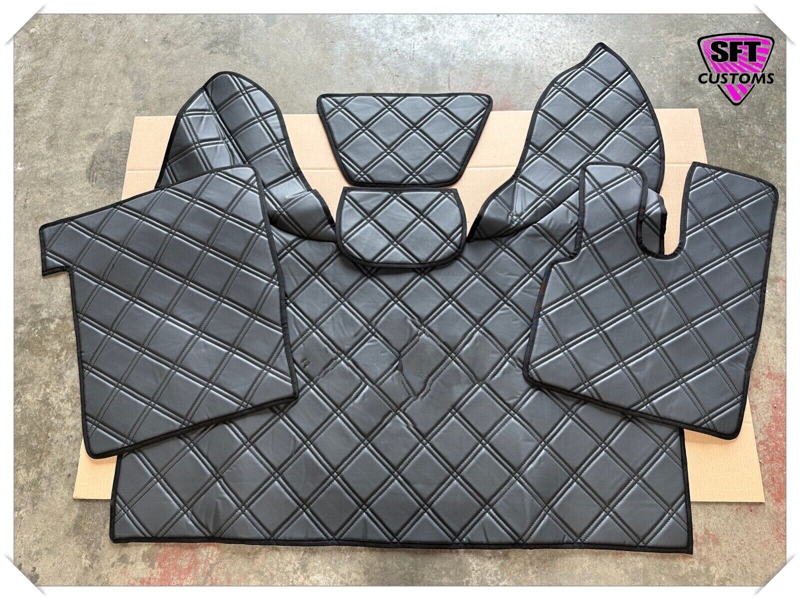DAF XF 106 2018-2022 SET OF FLOOR MATS DASH MATS DOUBLE DIAMOND STITCHING GREY