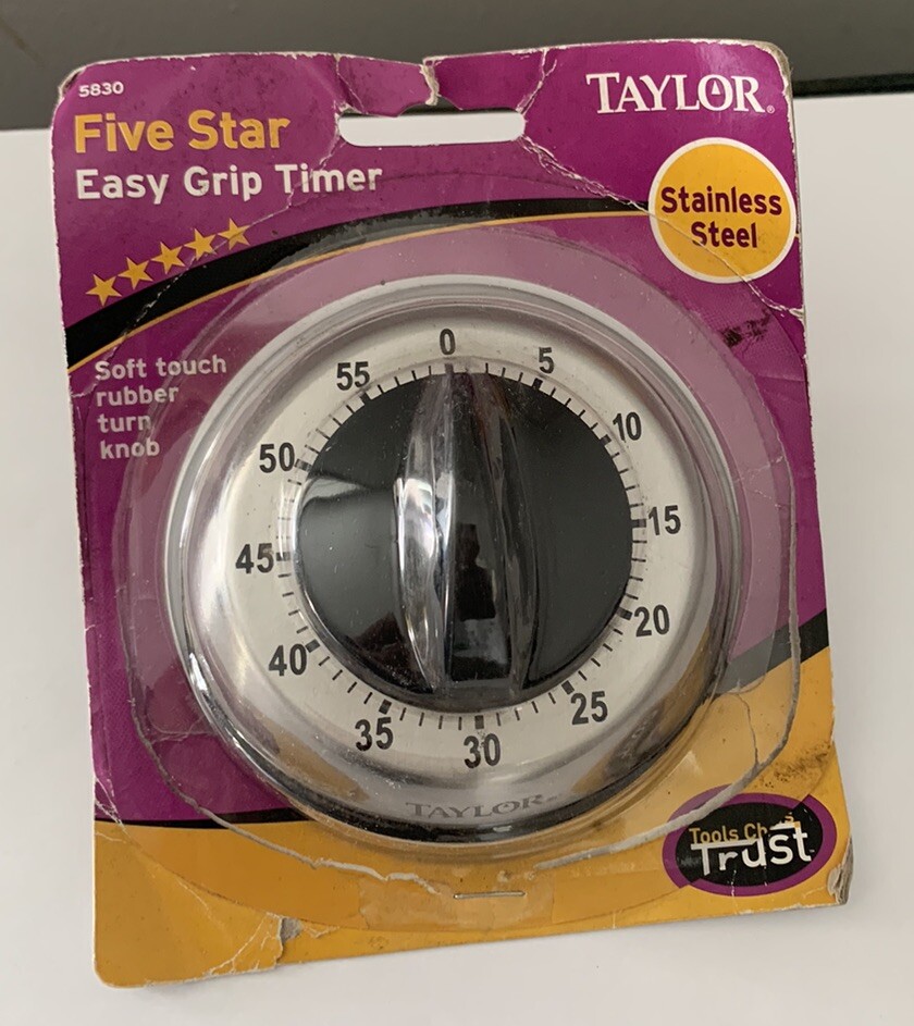 STAINLESS STEEL TIMER Taylor - soft-touch knob - non-skid base NEW!