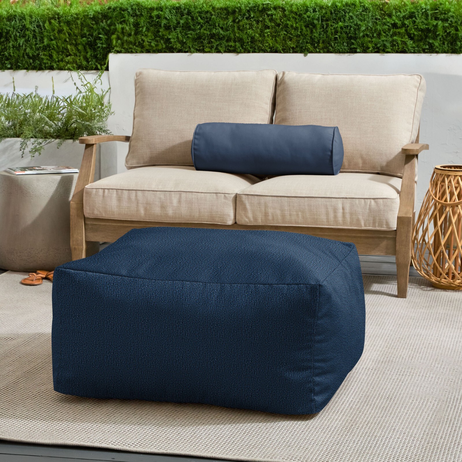 Sorra Home Sunbrella Outdoor Bean Pouf 30 in W x 30 in D x 15 in H