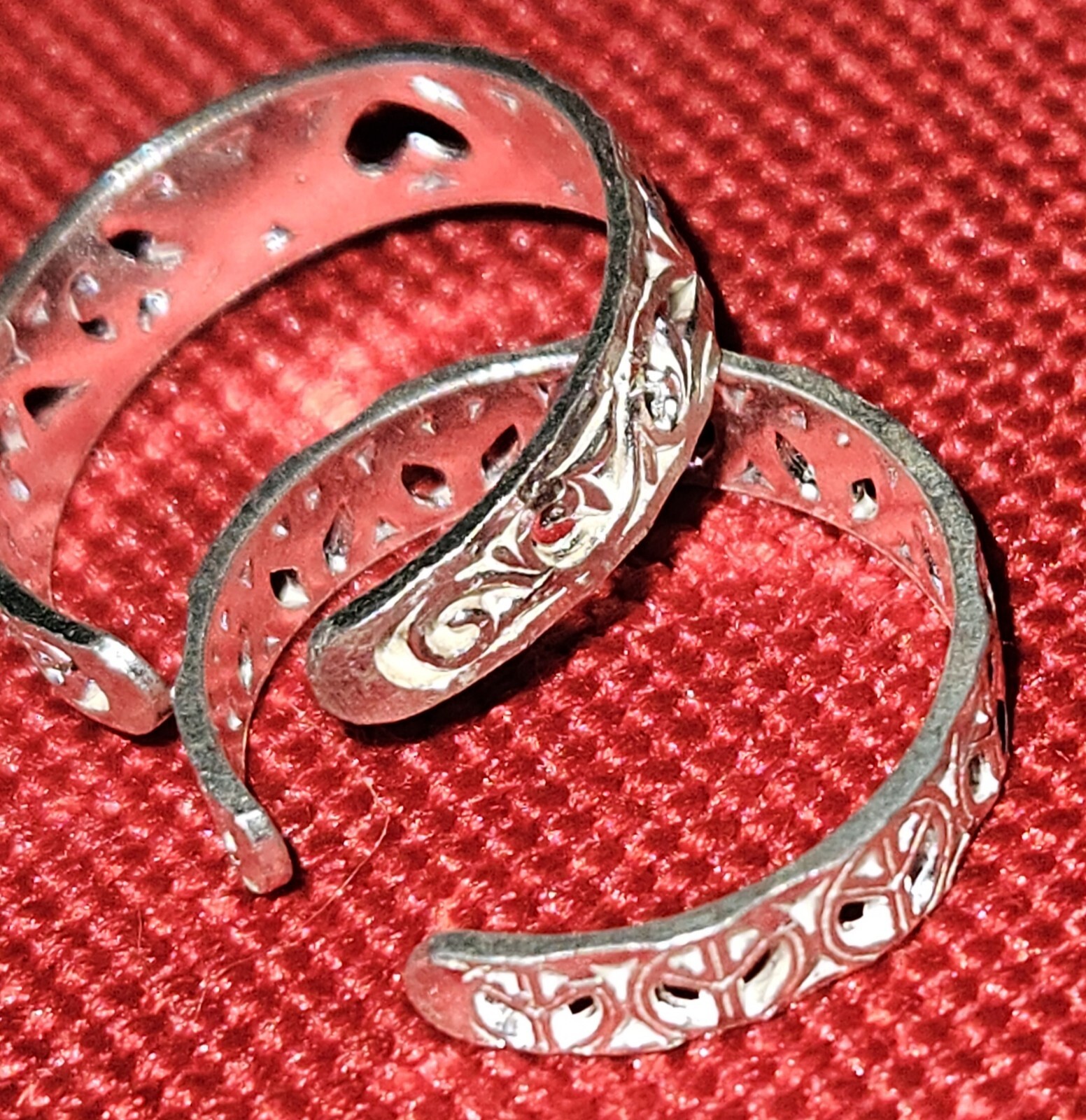 Real 925 Silver Adjustable Toe Ring 2pc Filigram