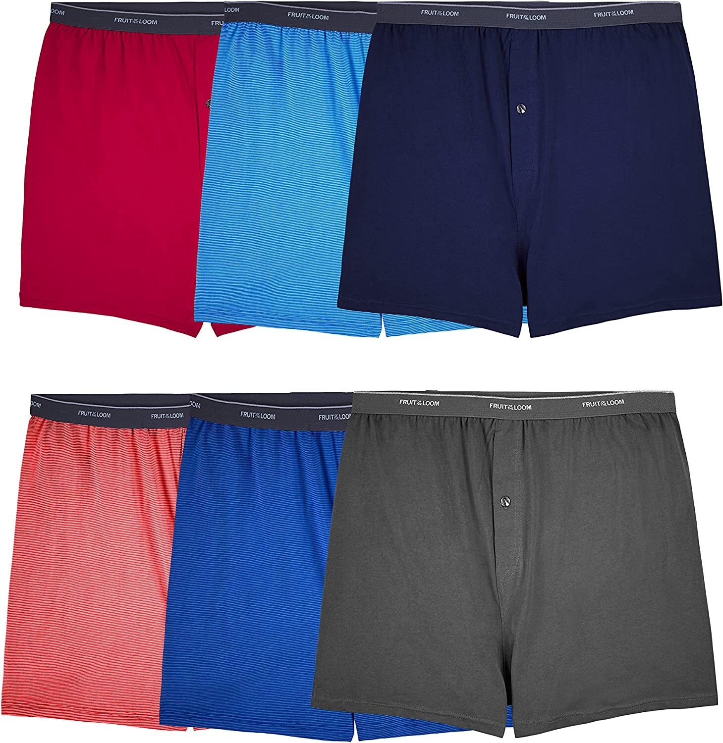3 or 6 Fruit of the Loom Big Men's Cotton Stretch Knit Boxer 2XB-5XB