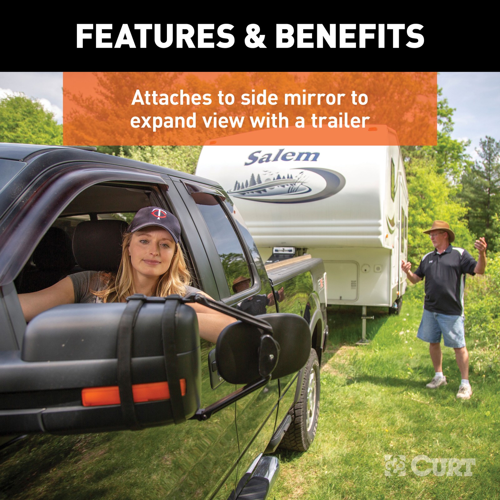 CURT Extended View Tow Mirror Side Mirror Attachment - 20002