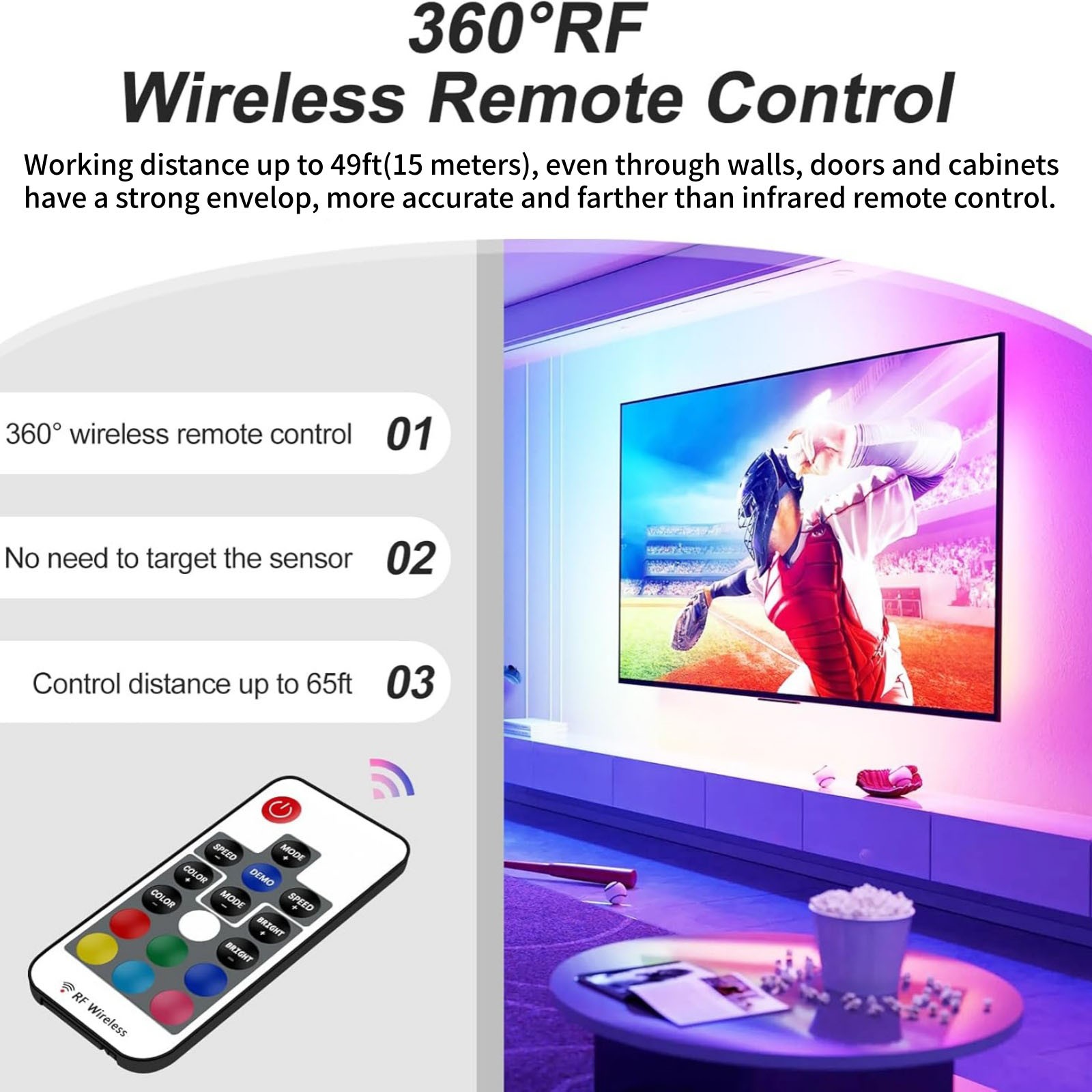 RGB Led Light Strip Controller 17 Keys RF Wireless Remote DC5V USB Interface