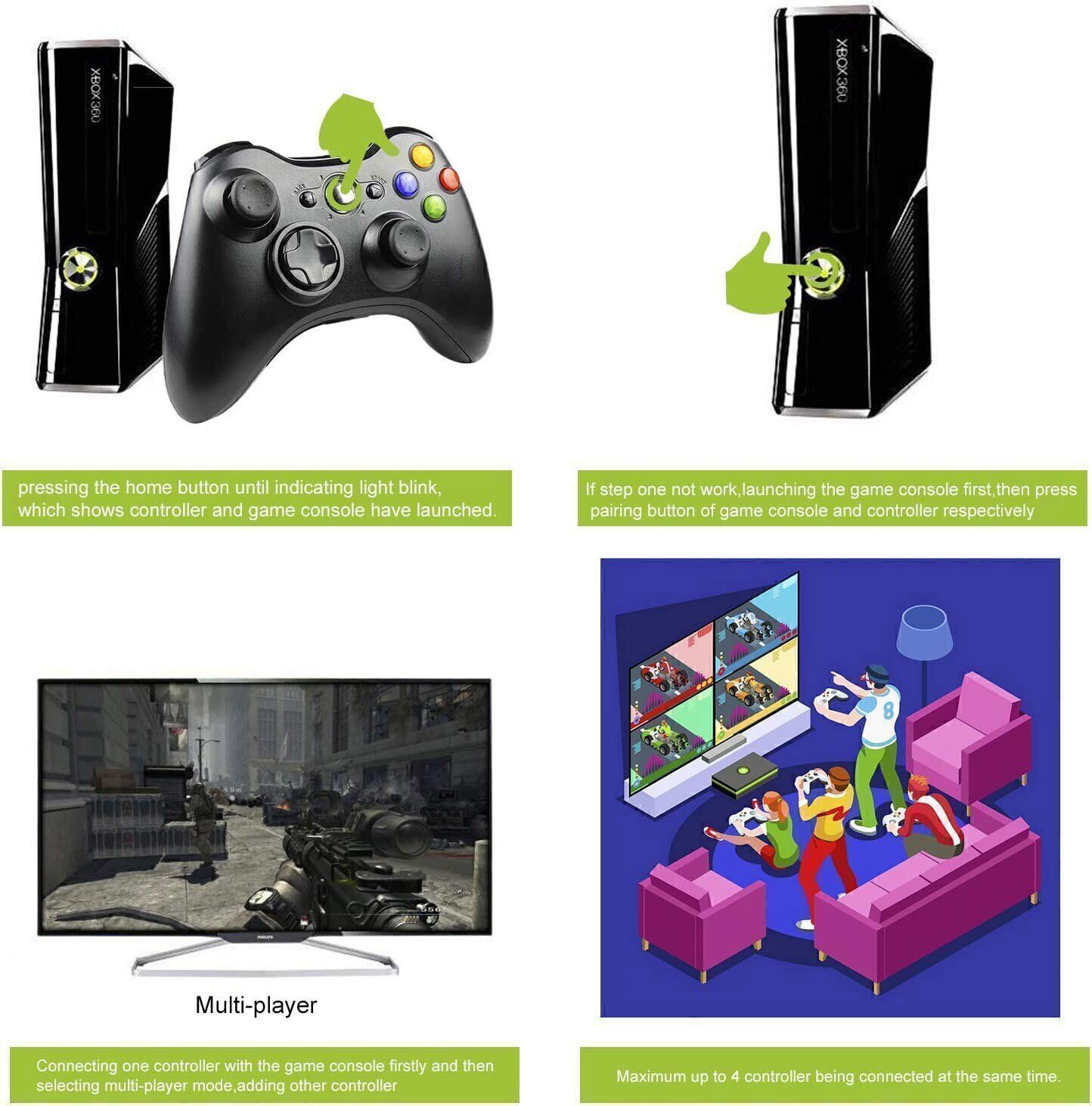 Wireless Remote Controller for Microsoft Xbox 360 Gamepad Game Console Black New