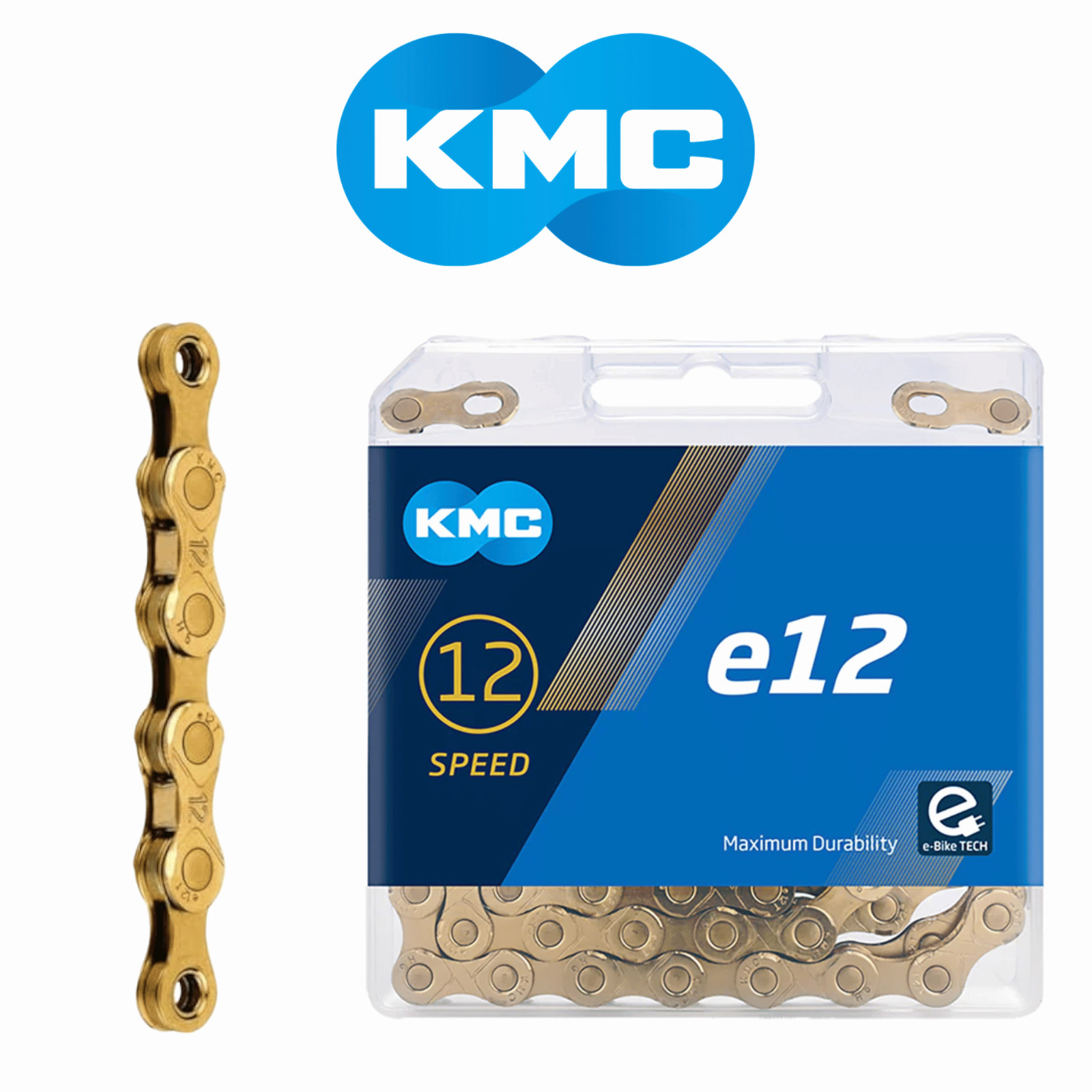 KMC e12 e-Bike Gold 12-speed Chain Extra Torque Resistant 136 links