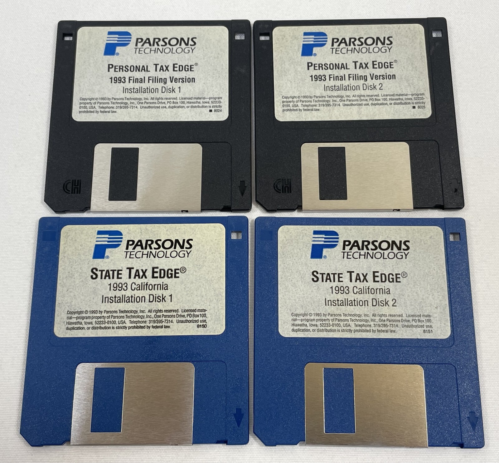 Vintage 1993 Parsons Technology Software State & Personal Tax Edge 3.5" Floppy 4