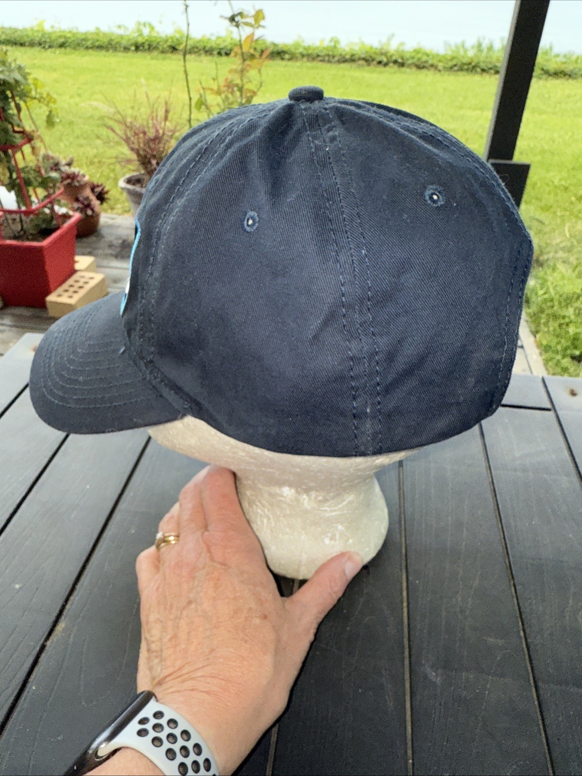 Bud Light White/ Brite Blue Outlined Patch on Navy Cotton Hat Cap Hook Loop