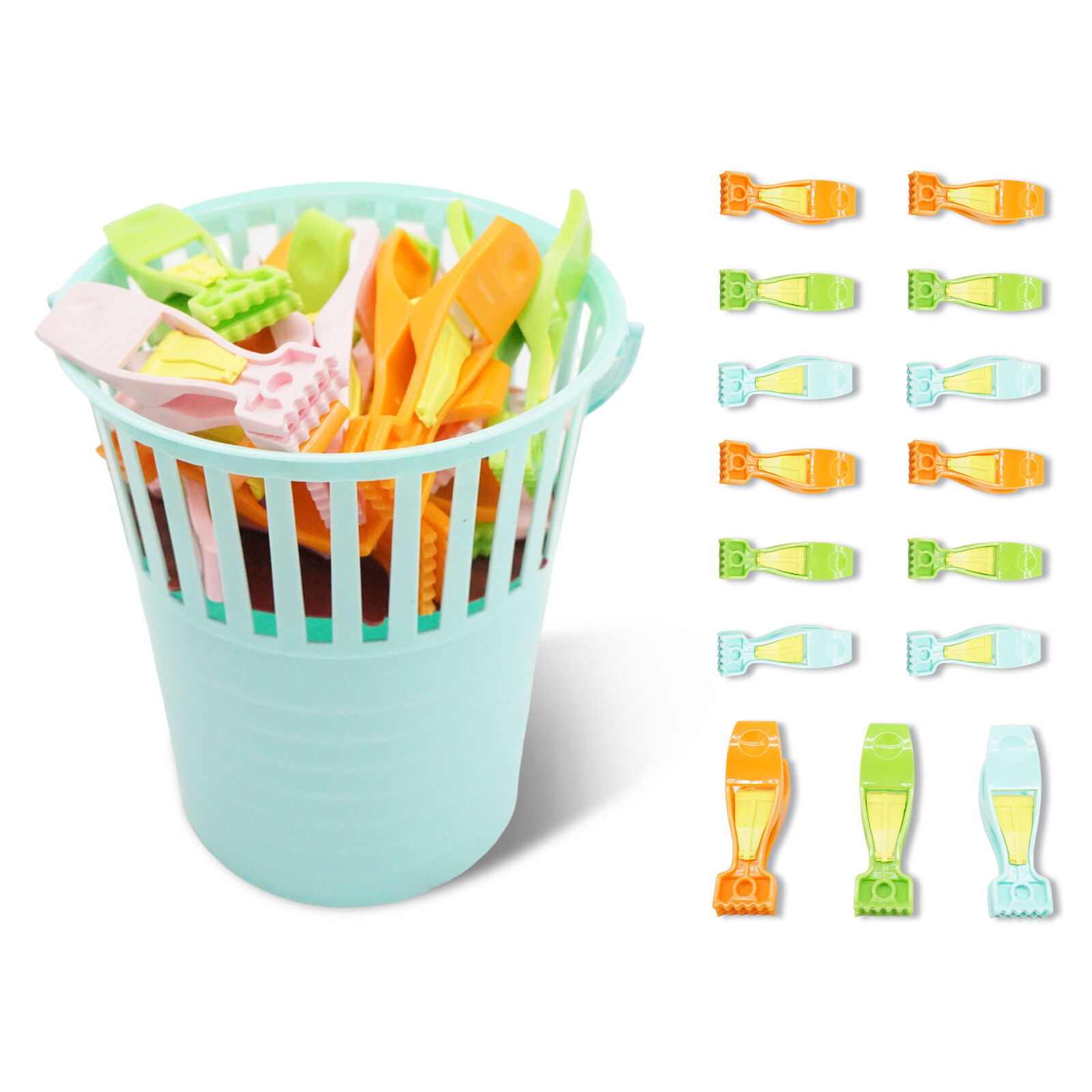 30 PCS Plastic Clothes Pins Home Pegs Windproof Clothes Pins with Storage Basket