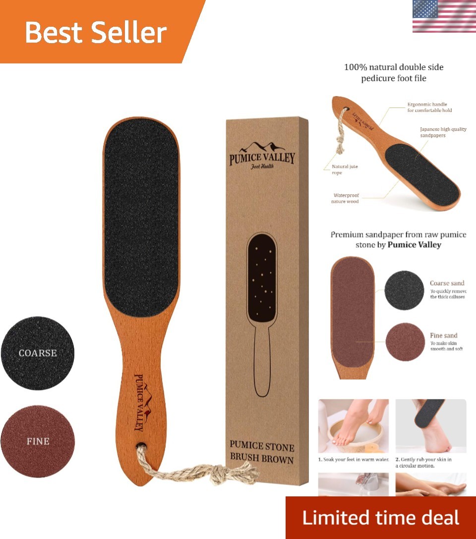 Natural Volcanic Pumice Foot Scrubber for Soft Feet & Body - Hang & Store Easily