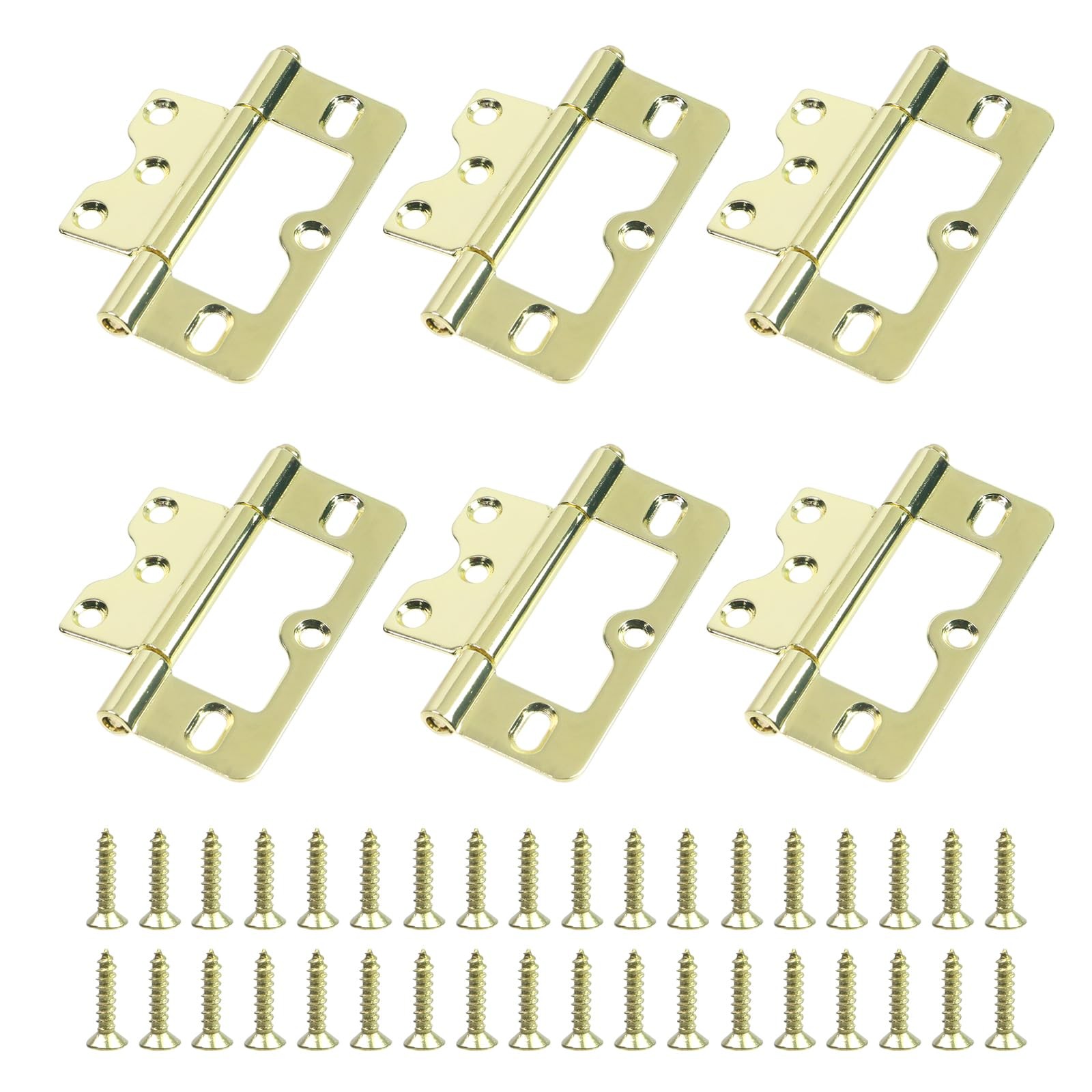 6 PCS Self Closing Door Hinges Gold Heavy Duty Gate NonMortise Hidden Wood