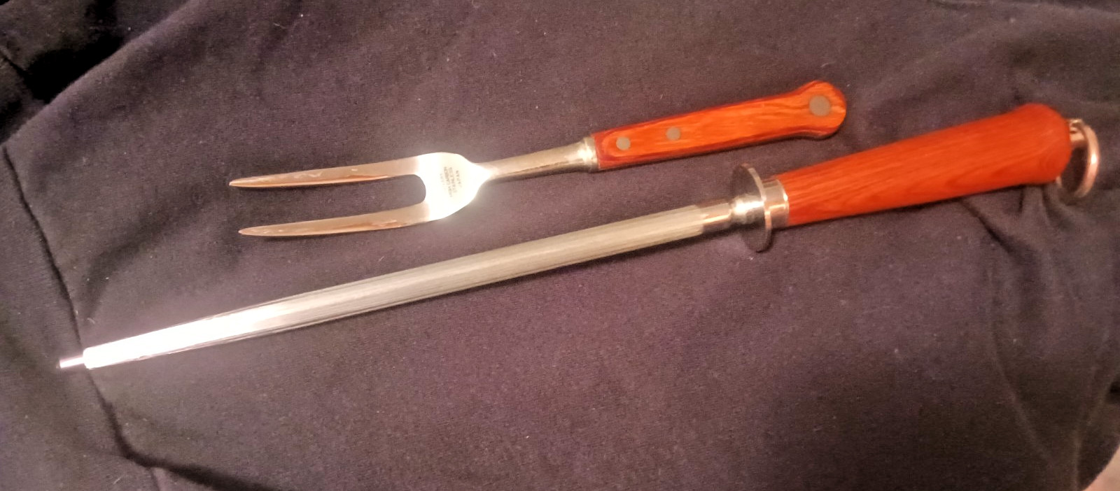 OXFORD HALL High Carbon  10'' FORK & KNIFE SHARPENER JAPAN (WOOD HANDLE)
