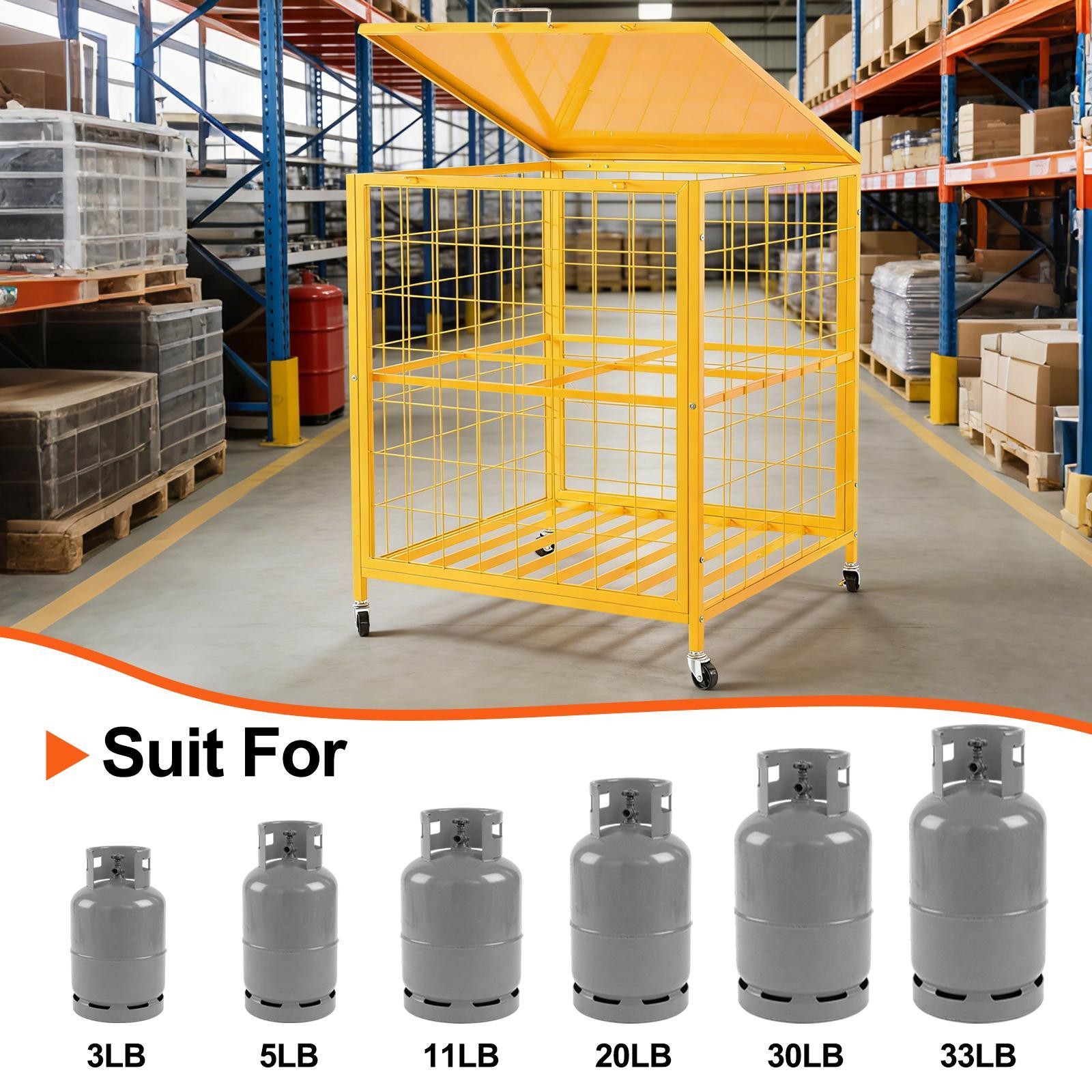 Horizontal Cylinder Storage Cabinet 4x33lb Capacity Propane Storage Cage