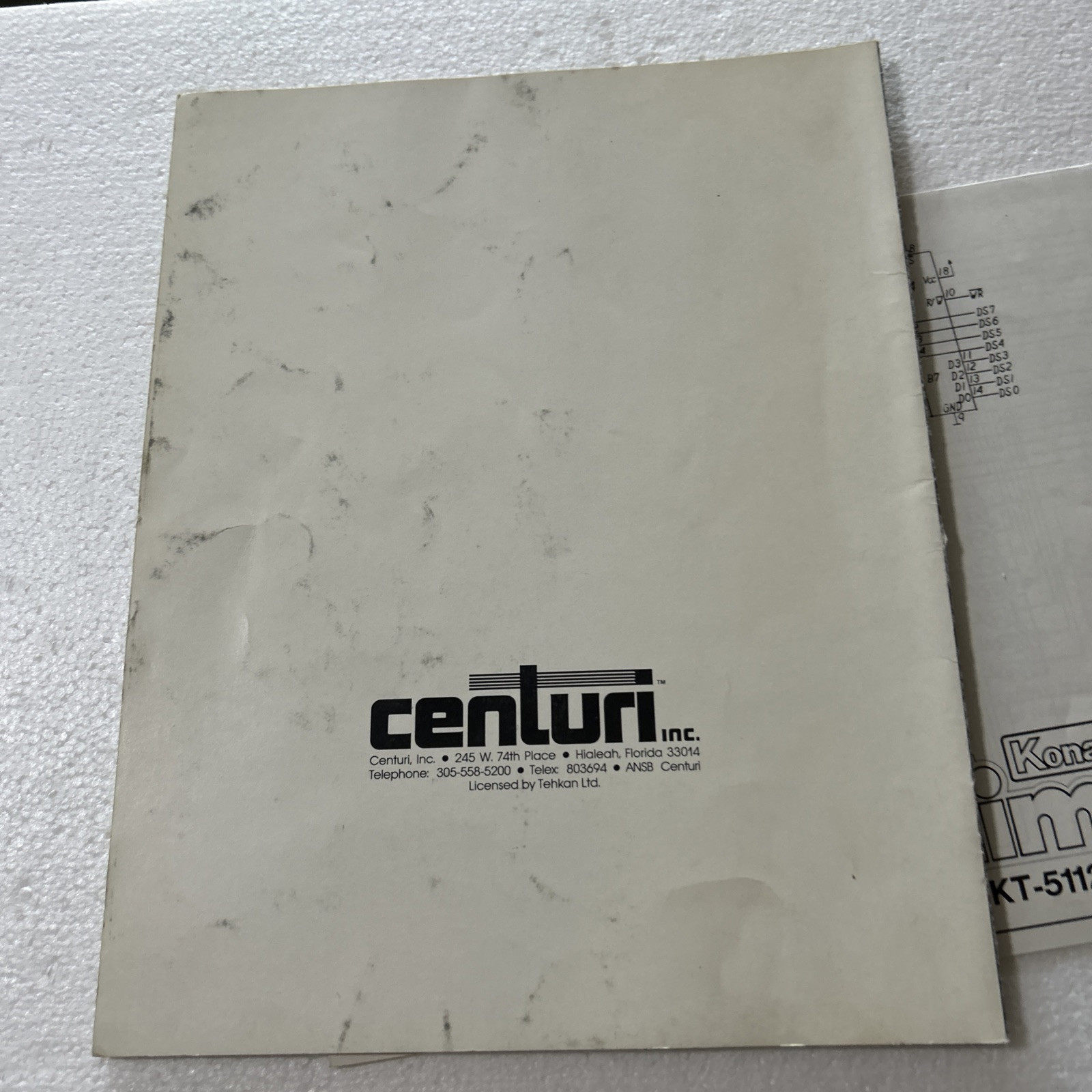 Original Factory Time Pilot CENTURI W/Schematic Arcade Video Game Manual