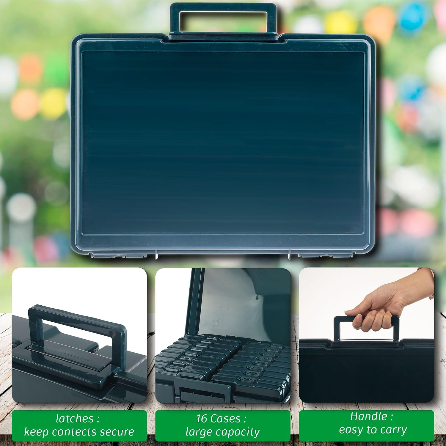 Dark Green Seed Storage Box with 16 Inner 4×6 Inch Small Boxes | Portable Tool S