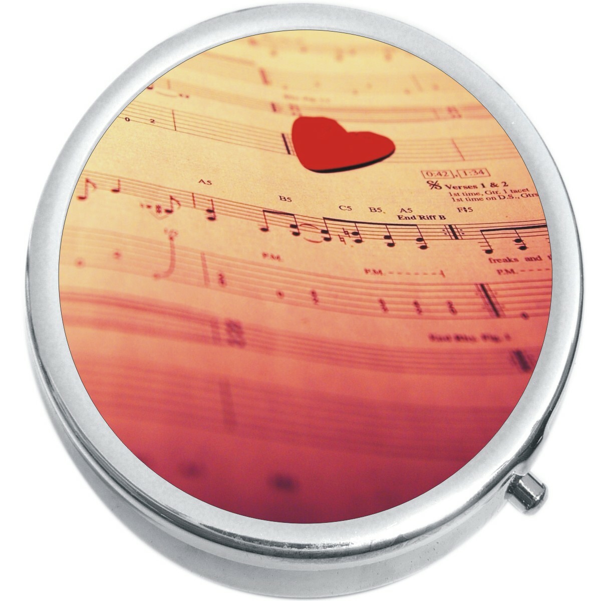 Sheet Music Notes Heart Medicine Vitamin Pill Box