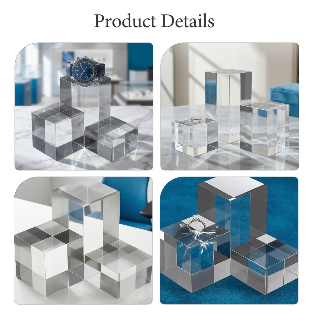 3 Pcs Acrylic Shooting Base Jewelry Box Riser Products Display Stands Showcase