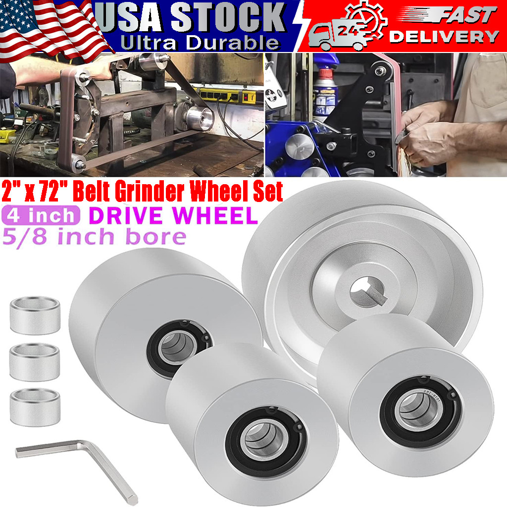 Belt Grinder 2x72 Wheel For Knife Grinder 4" Drive 5/8" Bore 3" Track 2" Idler