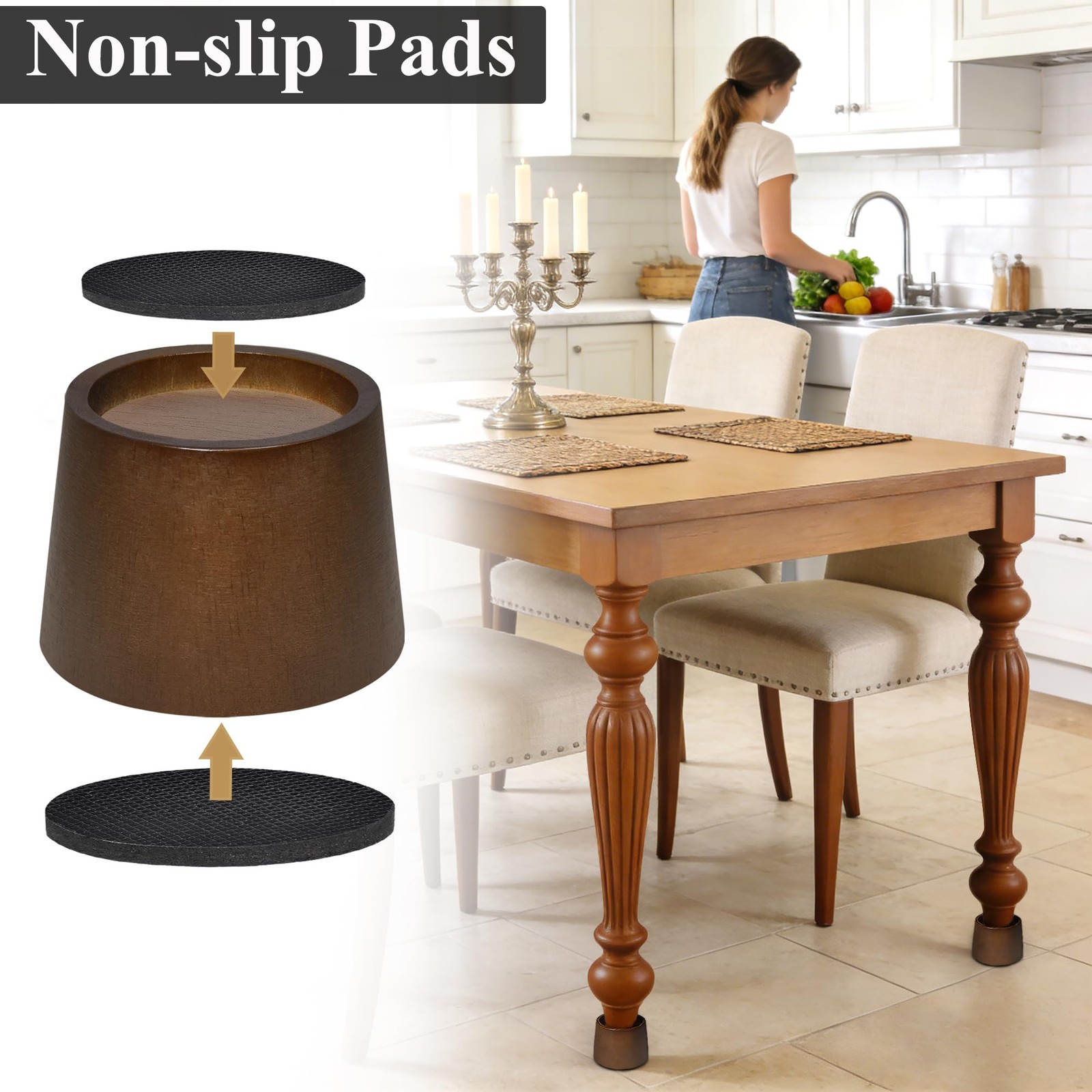 Wood Bed Risers (2 inch Round 4pcs)