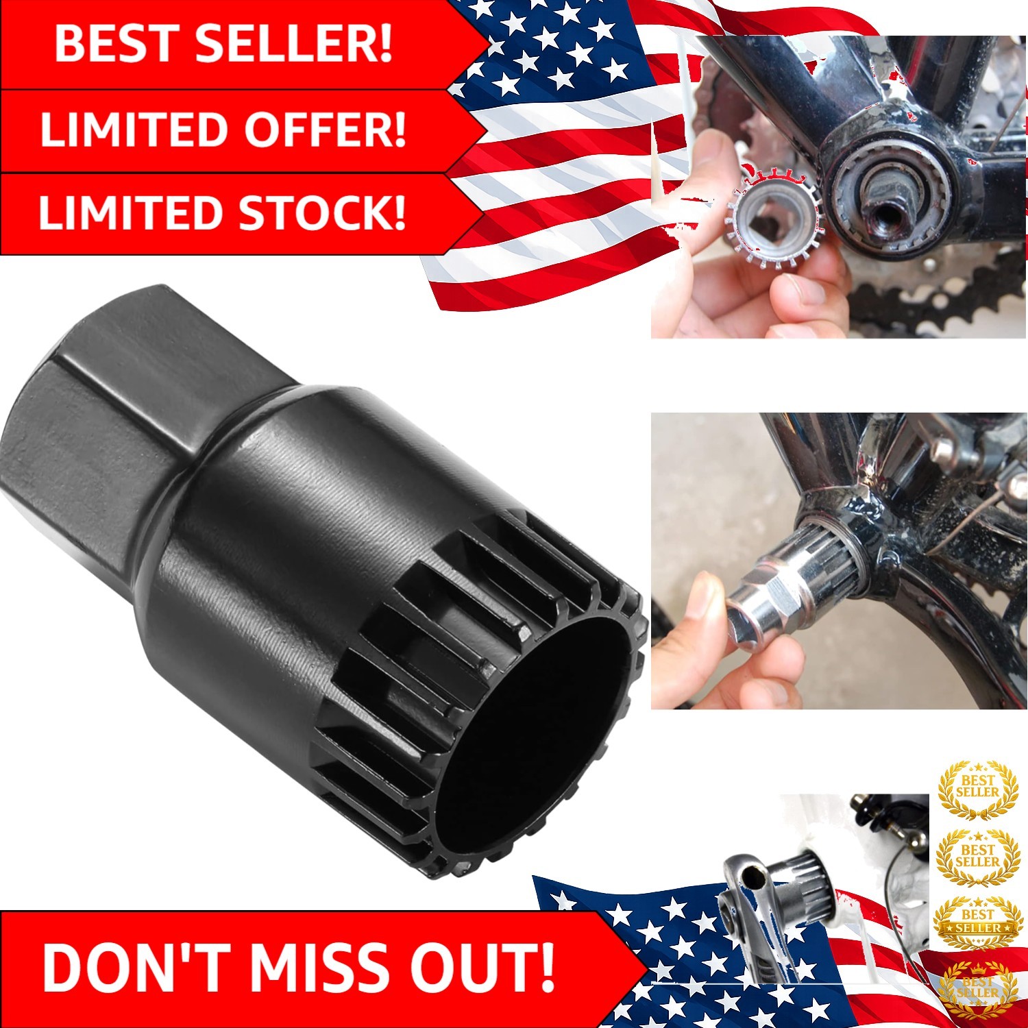 Professional Bicycle BB Remover Tool - Compatible with 20-Tooth Bottom Brackets