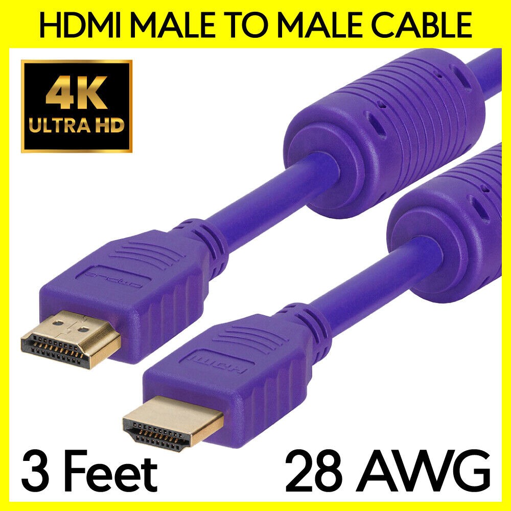 Color HDMI Cable 28AWG 3 Feet Purple HDMI Male Cord for TV Monitor Projector