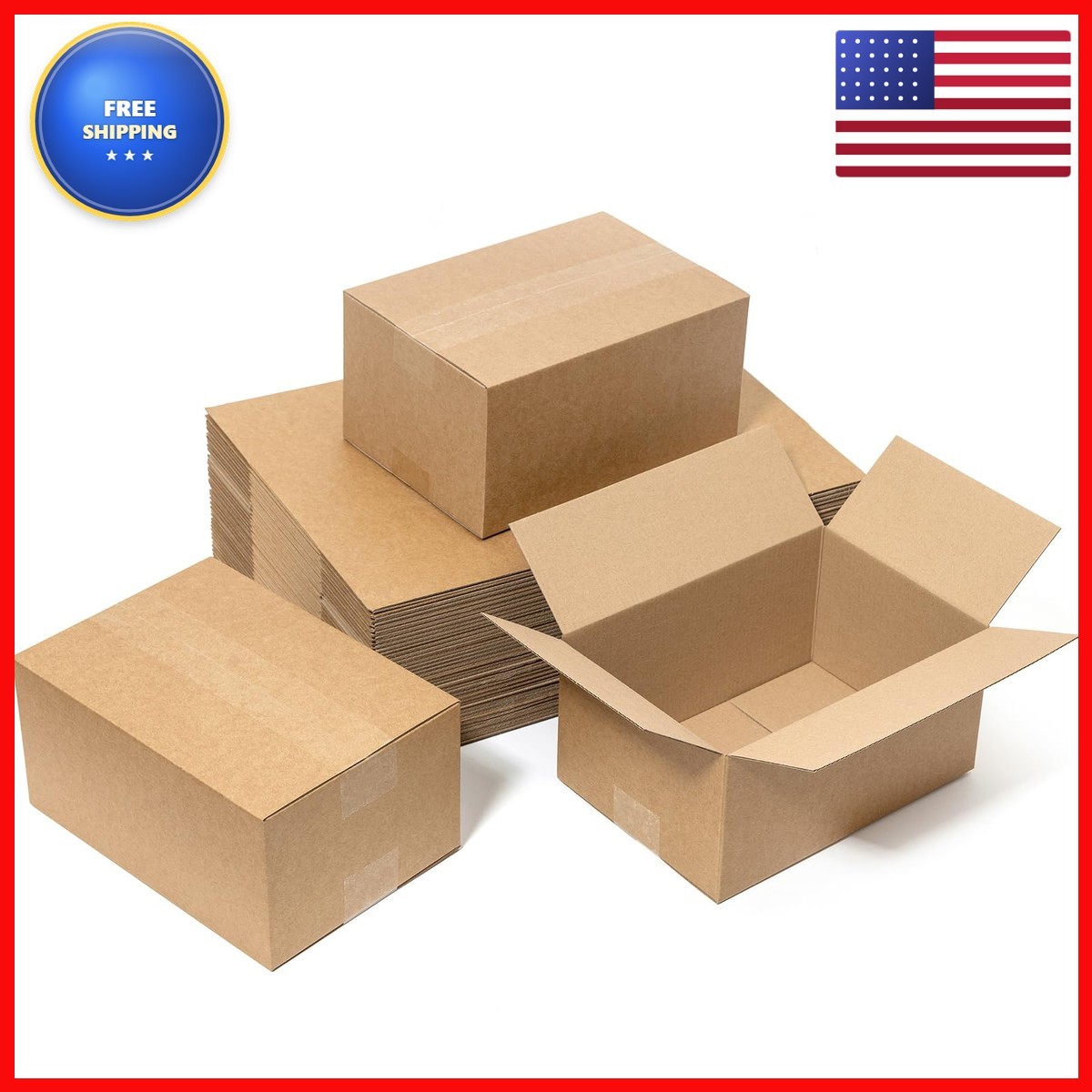 Mefleet 10x7x5" Shipping Boxes 50 Pack Corrugated Cardboard Brown