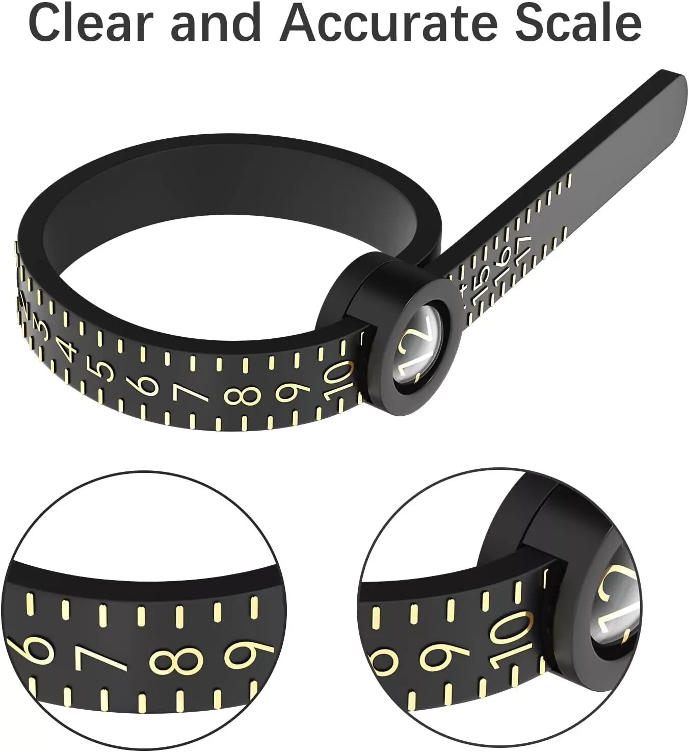 Magnifier Ring Sizer 1-17 Measuring Jewelry Sizing Tool, Reusable Finger Size