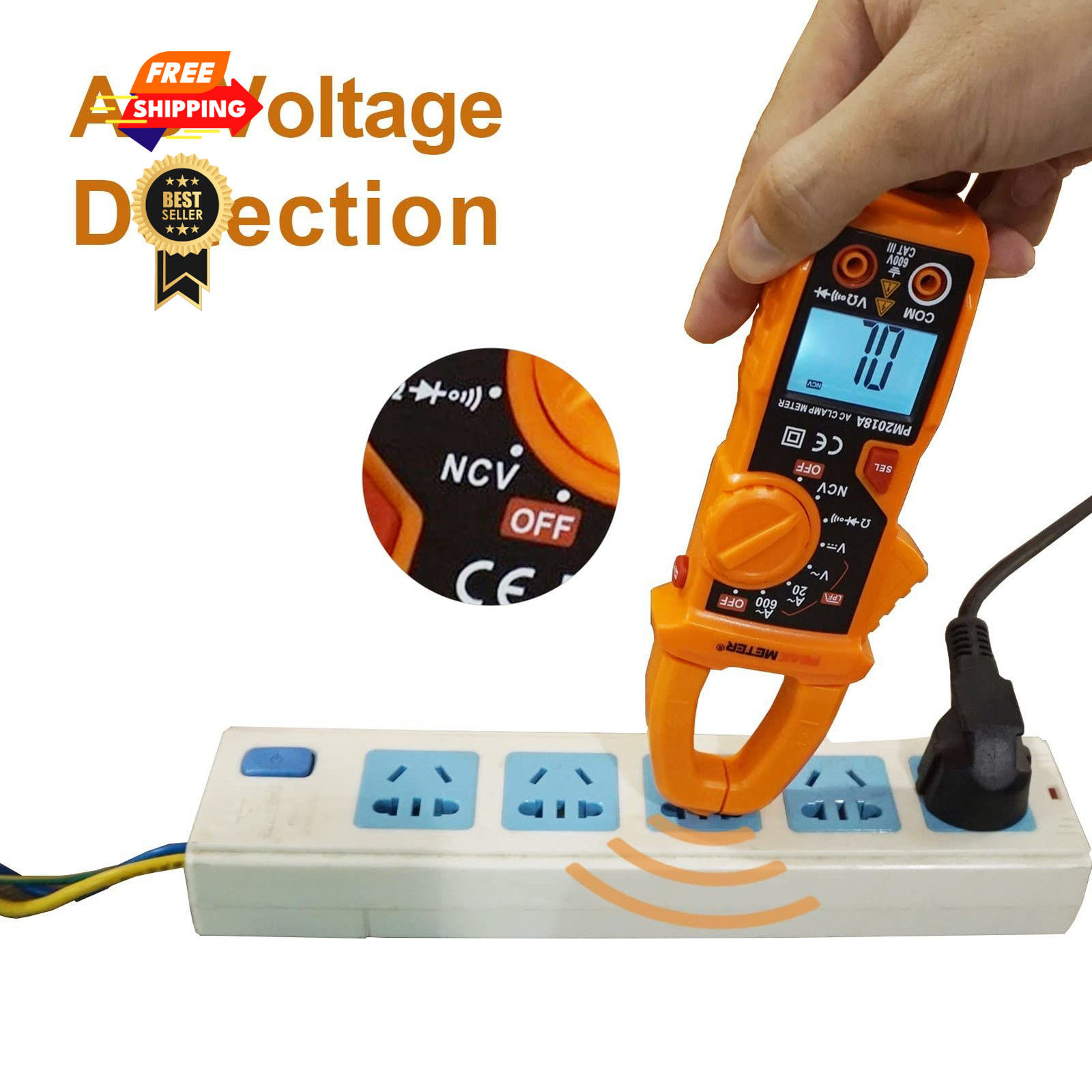 Digital Clamp Meter Auto-Ranging Multimeter Amp Voltage Tester Measure Orange