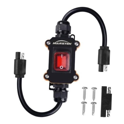 12V Inline Power Switch, IP67 Waterproof SAE to SAE Cable with SAE Connector