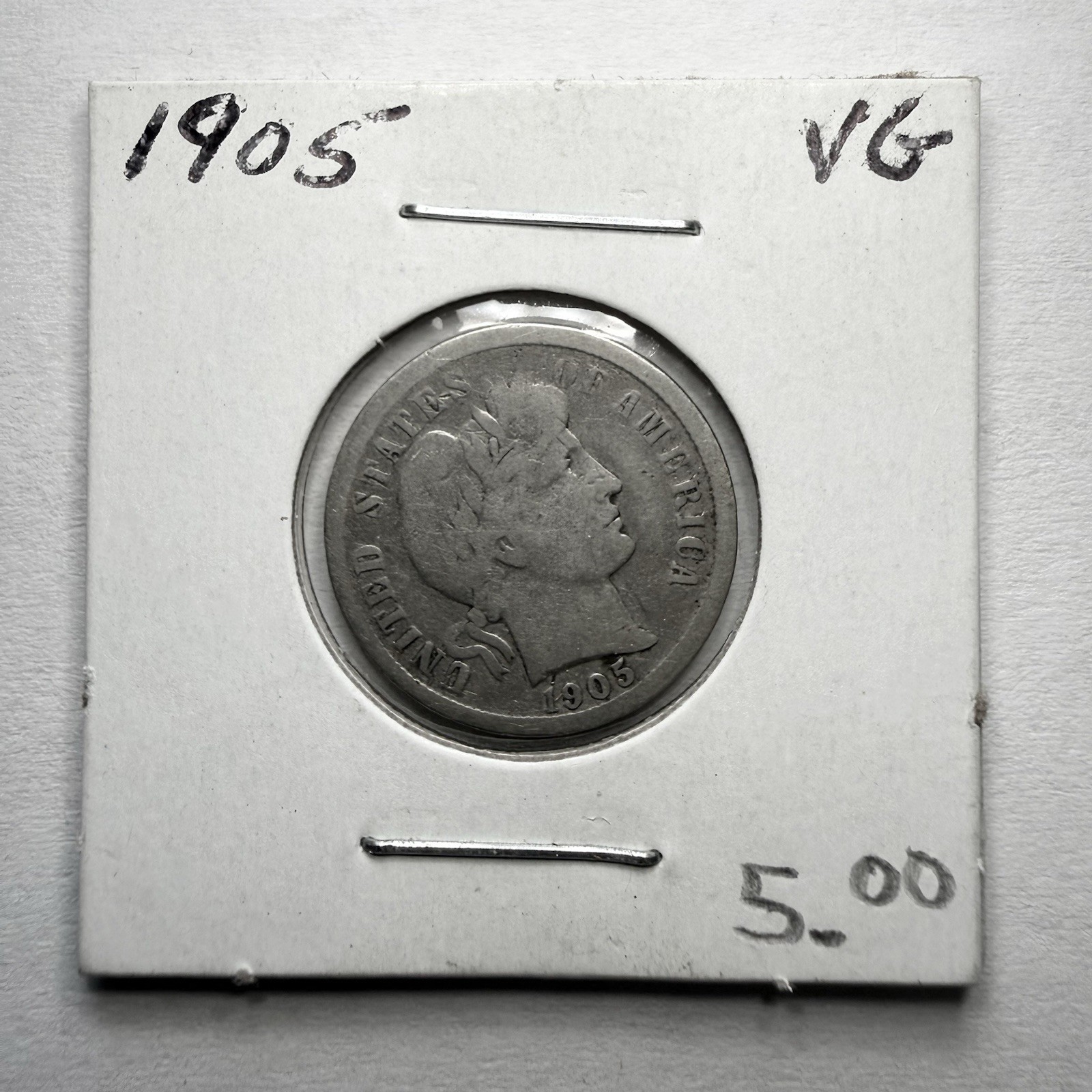 1905-P Barber Dime 10C SILVER - Very Good (VG)