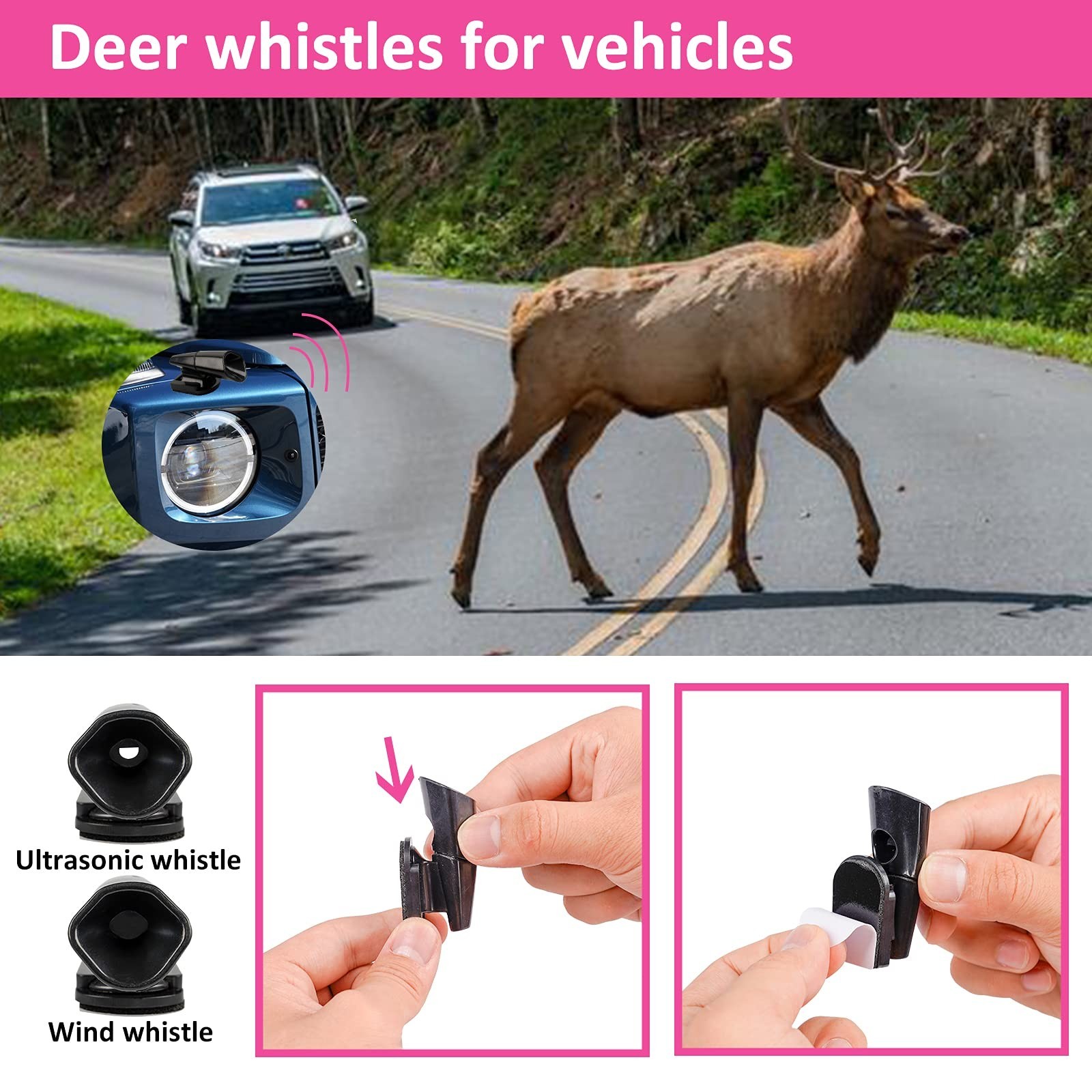 Pink Roadside Assistance Kit with Jumper Cable, Tow Rope, LED Road Flare, Dee...