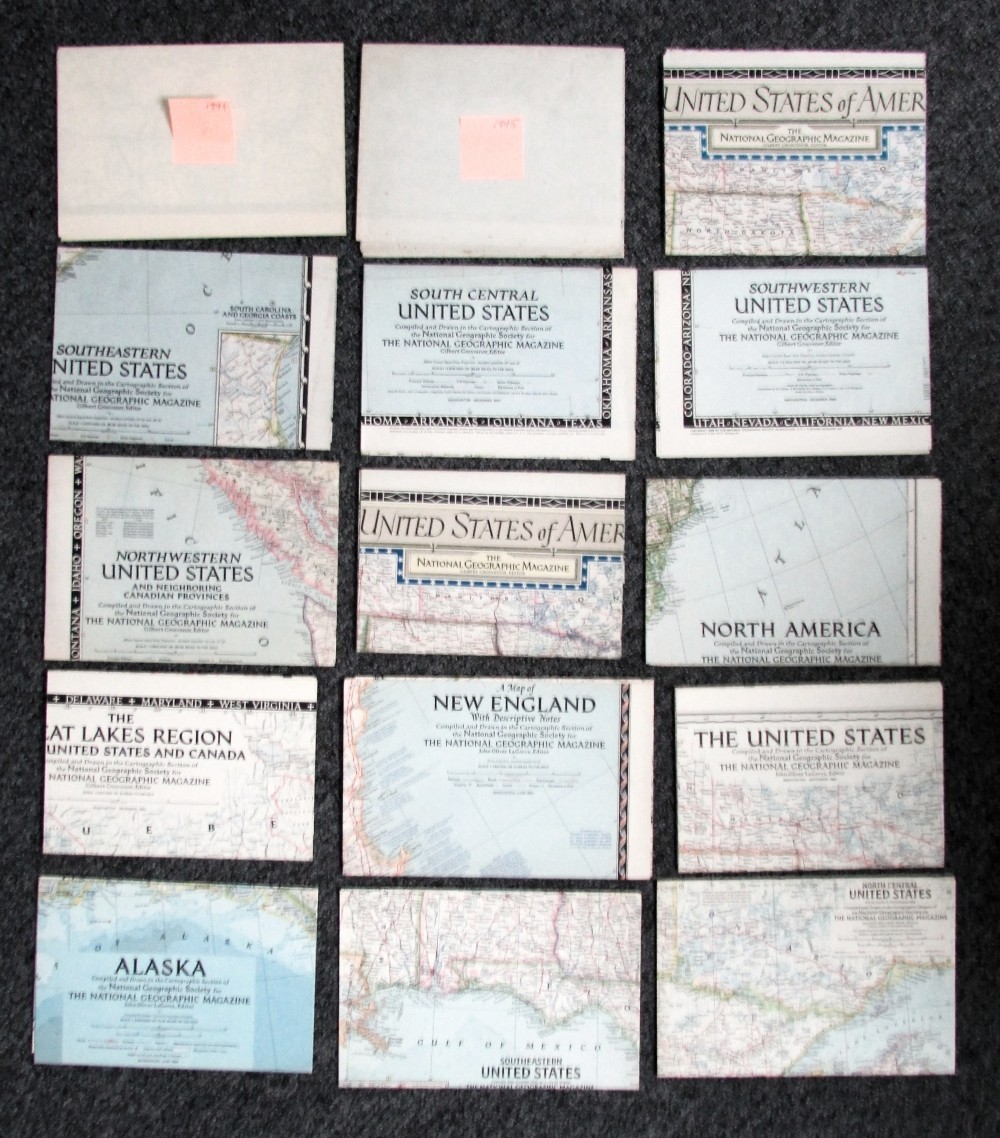 NATIONAL GEOGRAPHIC MAPS LOT OF 50 UNITED STATES 1941 - 2012