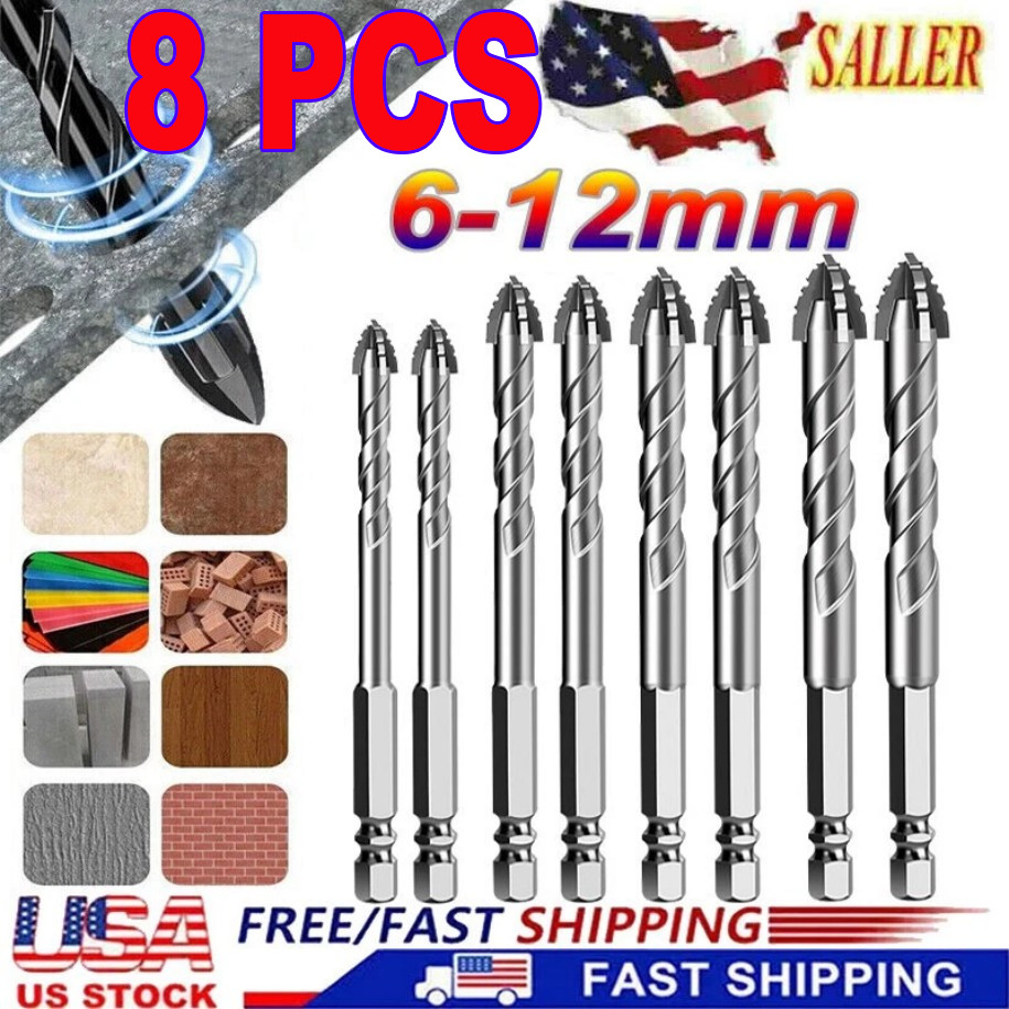 8 PCS Upgraded Four Blade Serrated Eccentric Drill Set High Hardness Set*/*/*/