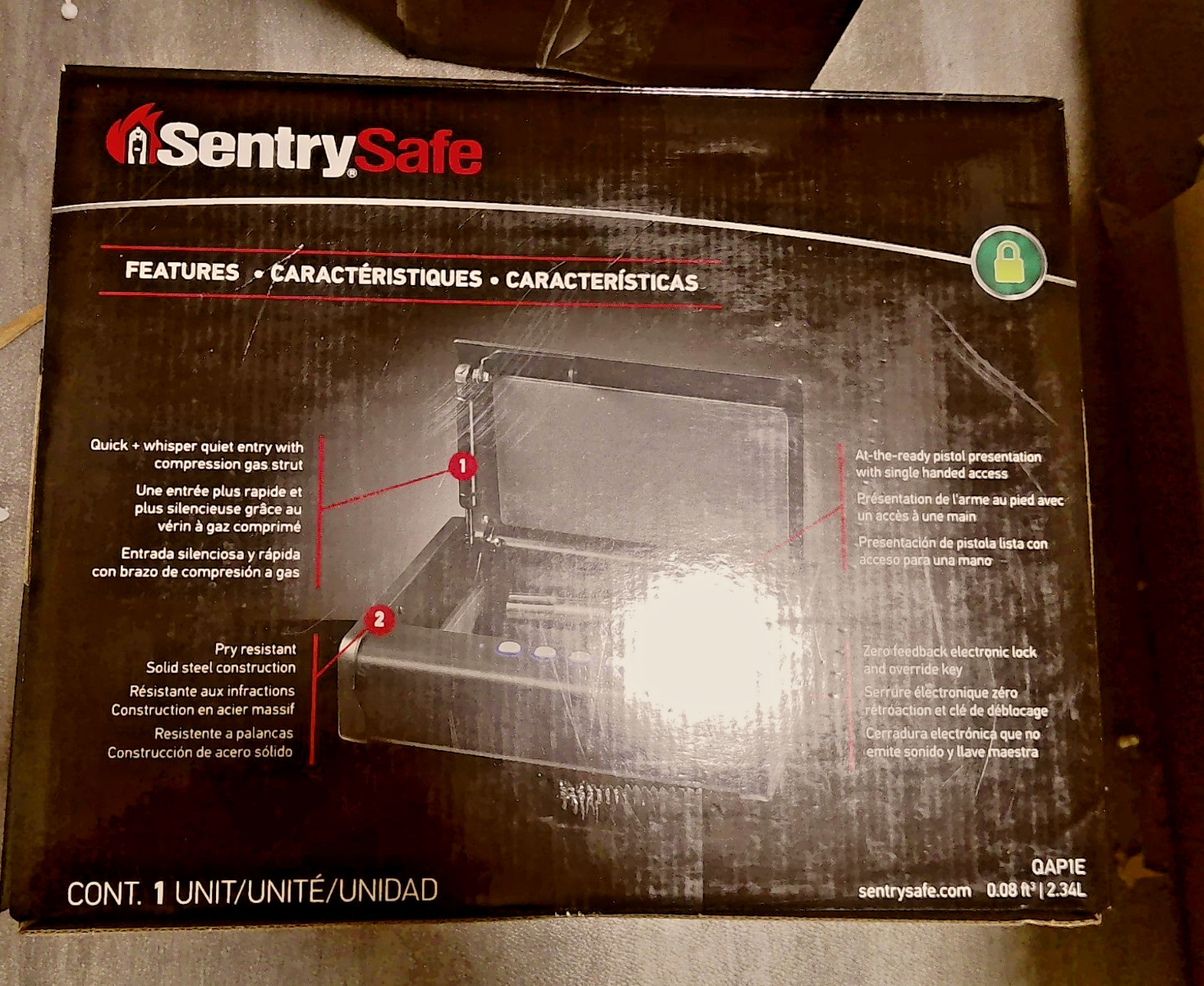 SentrySafe QAP1E Handgun Safe Storage Digital Keypad Solid Steel Pry Resistant