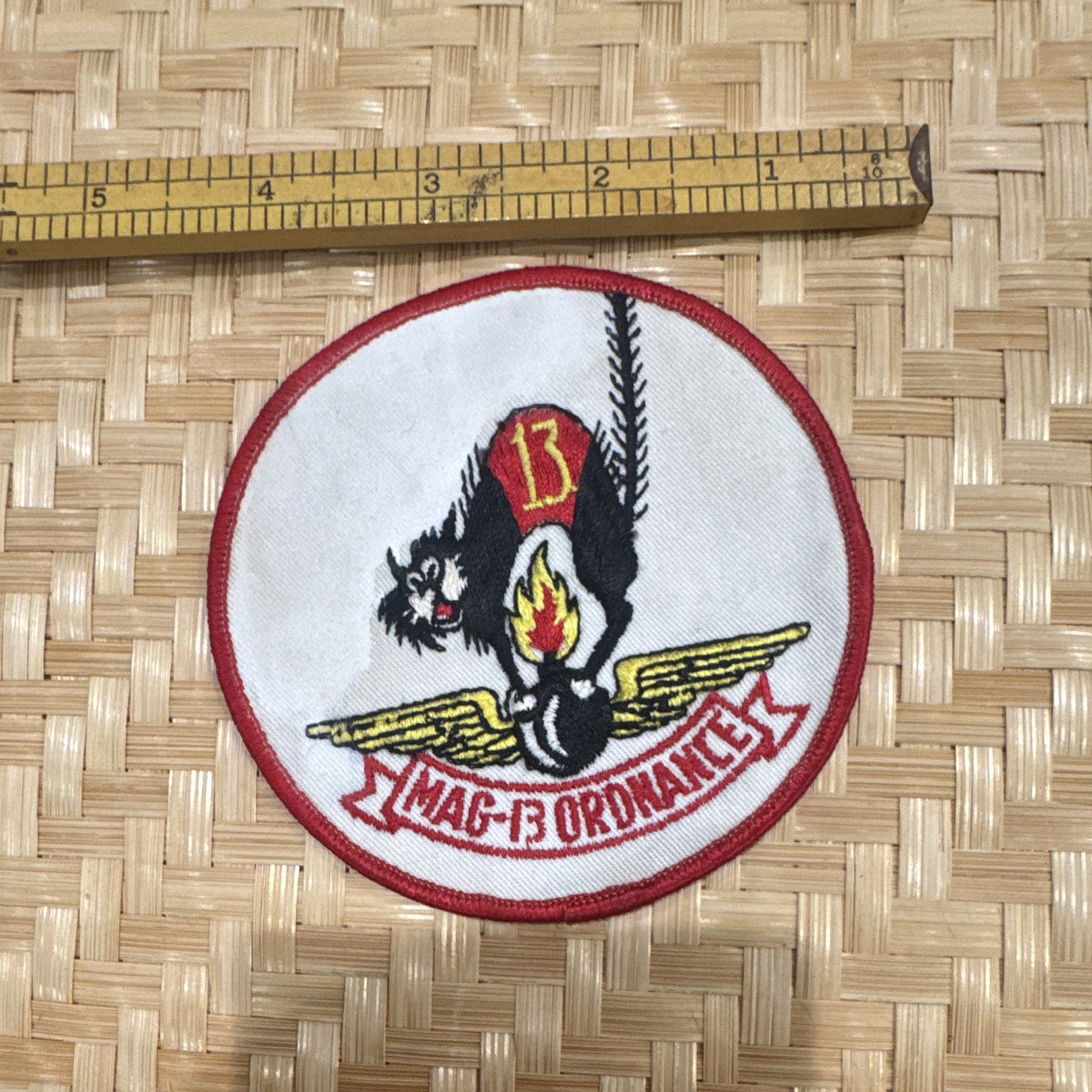 Ordnance Embroidered Patch Round Red Border Approx 4 in Militaria