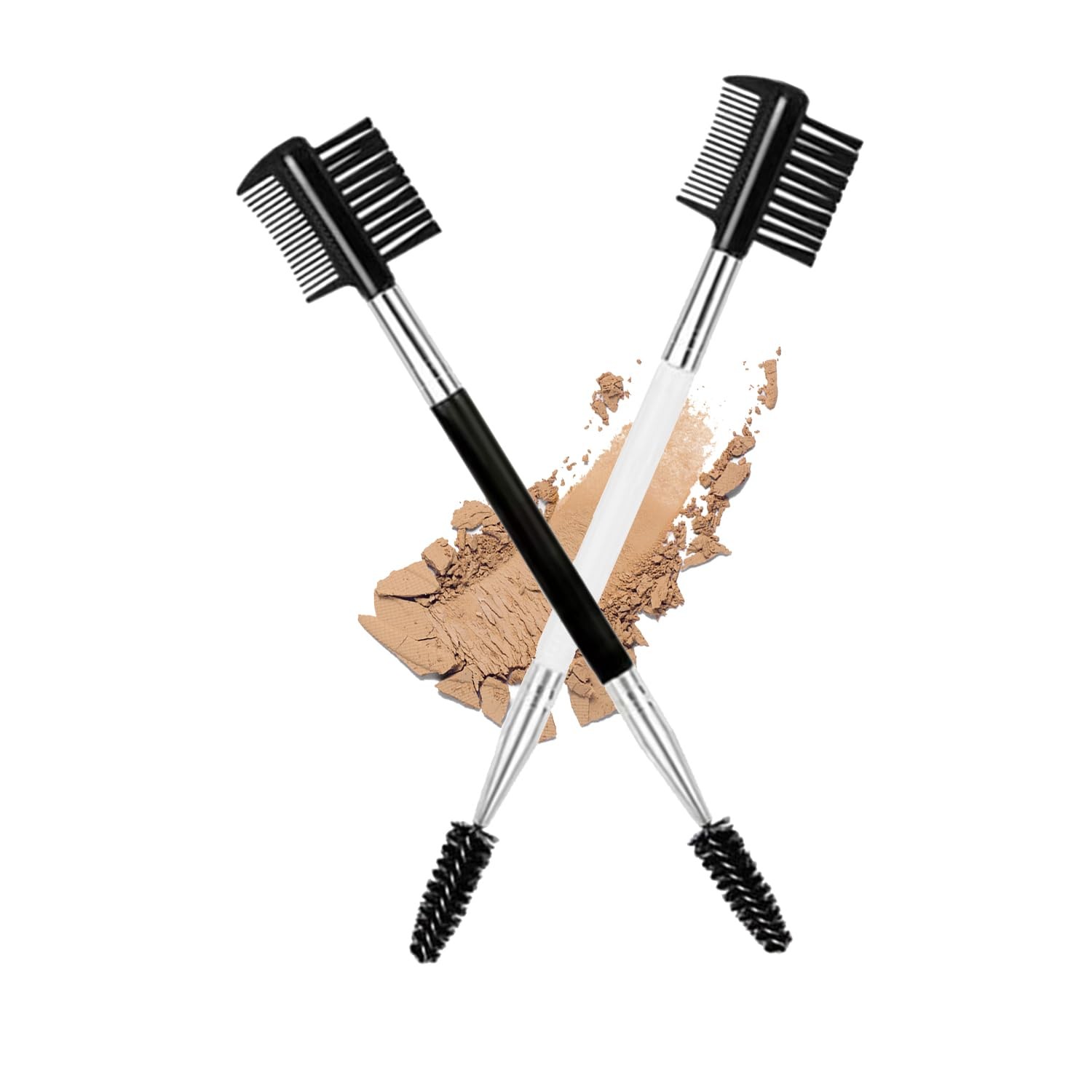 2 Pcs Eyebrow Eyelash Brush Double Head Makeup Grooming Tool Eyelash Comb