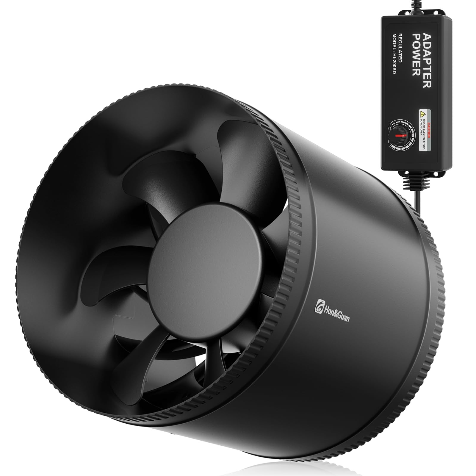 Hon&Guan 8 Inch Inline Booster Duct Fan with Speed 8 Inch, Black Basic