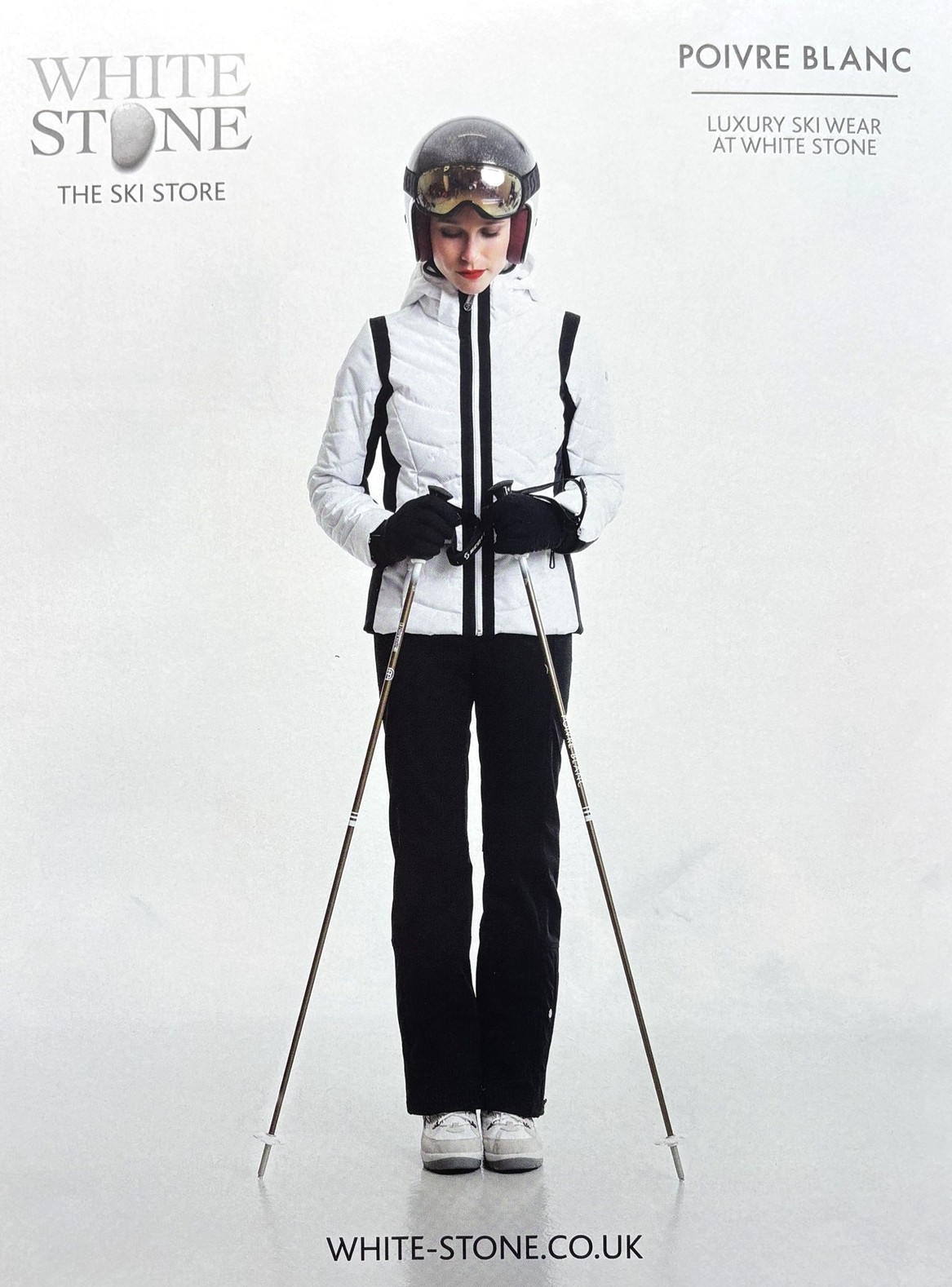 2012 WHITE STONE The Ski Store Poivre Blanc Luxury Skiwear UK PRINT AD