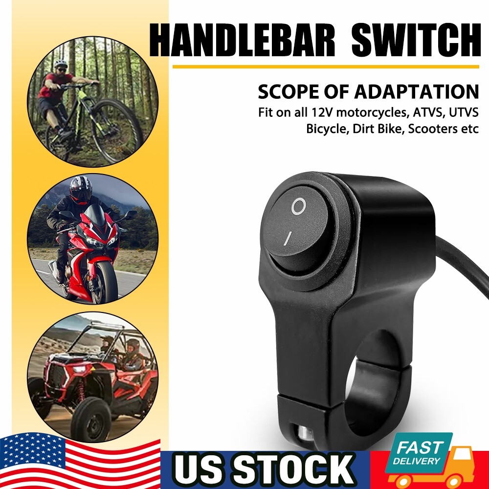Motorcycle Handlebar 7/8" On Off Switch ATV Headlight Fog Spot Light Waterproof