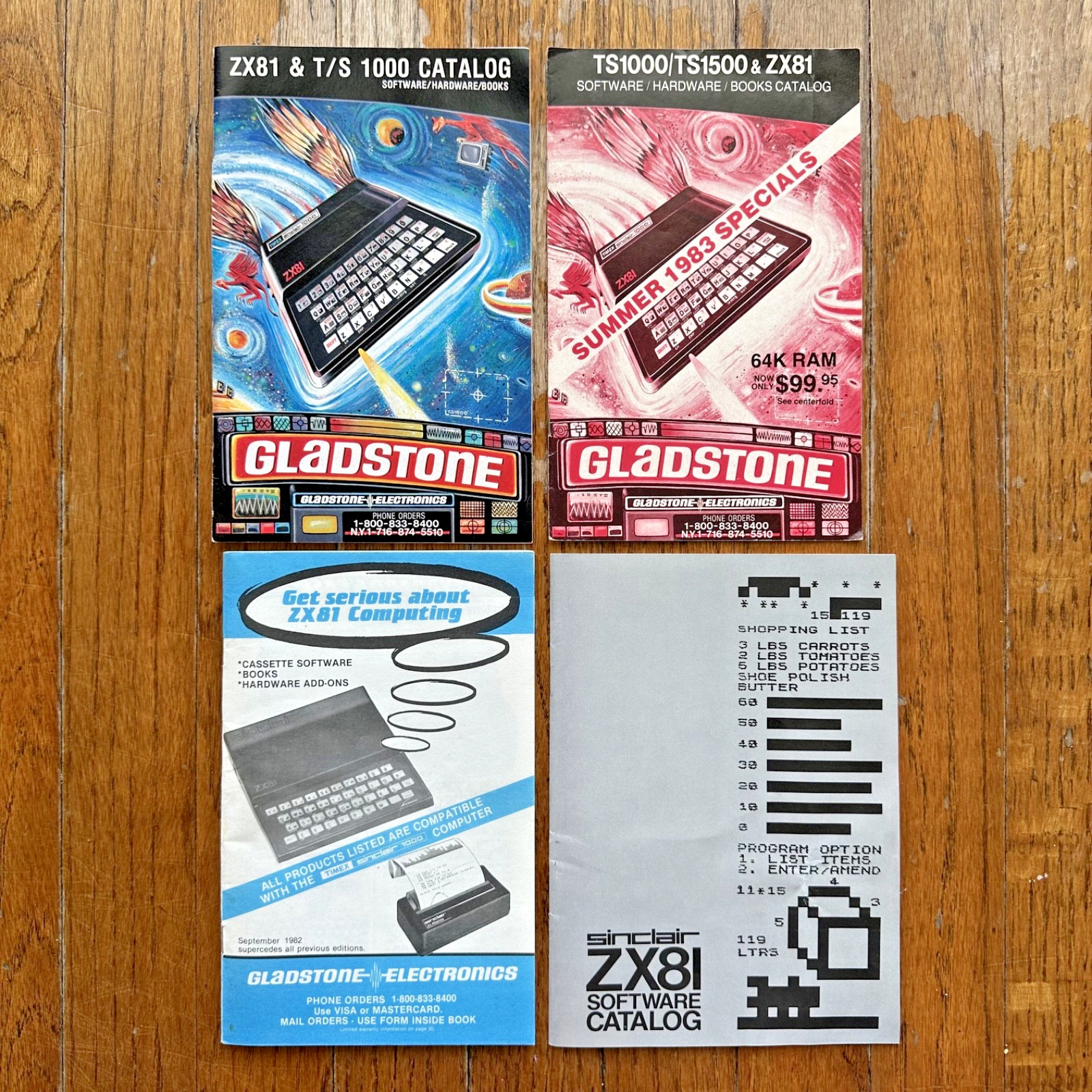 1980s GLADSTONE Timex TS-1000 Sinclair ZX81 Software Catalog Ad Booklet Lot of 4