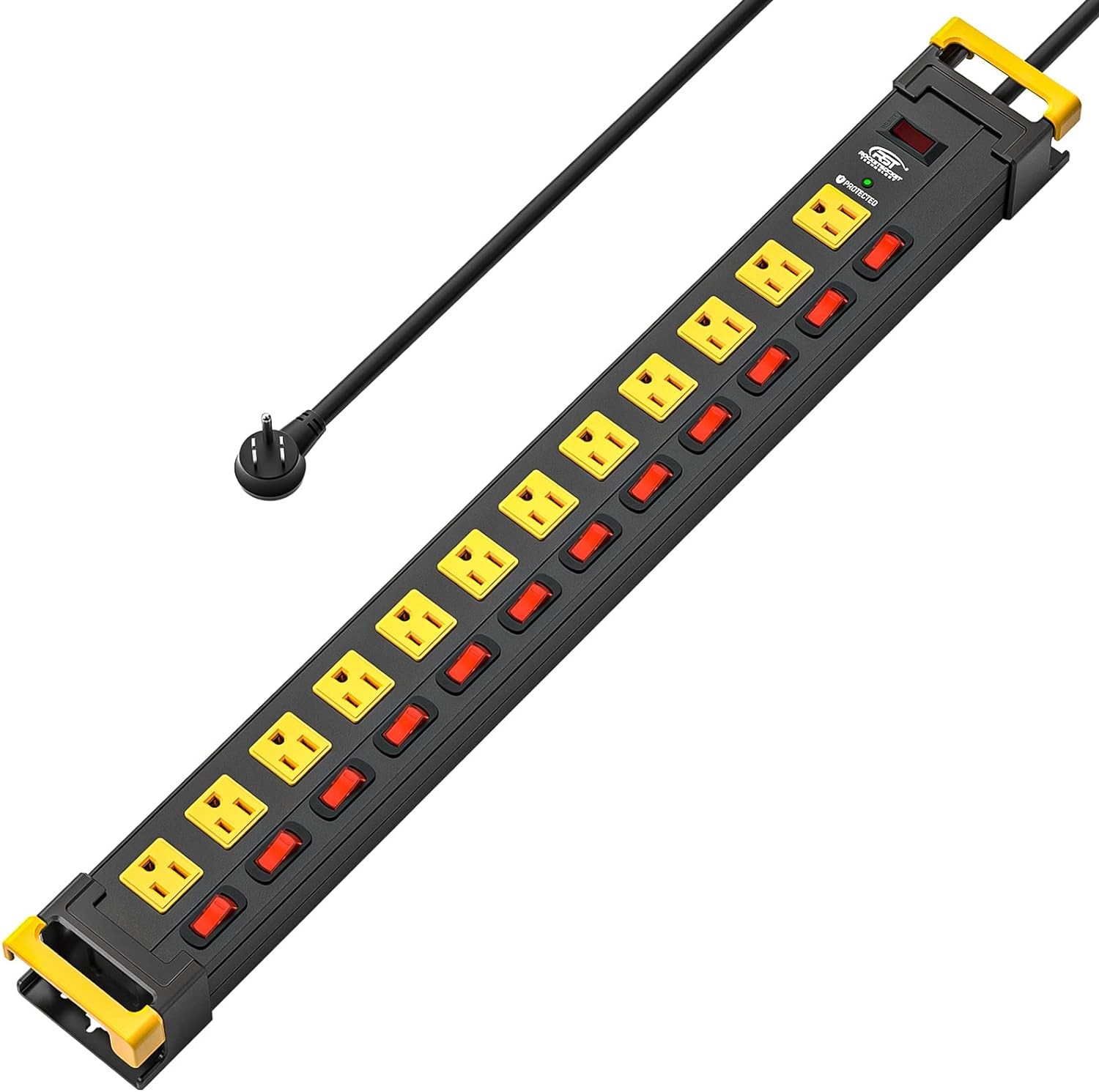 12 Outlets Long Power Strip,9 FT Cord Metal Wall Mount Surge Protector Power